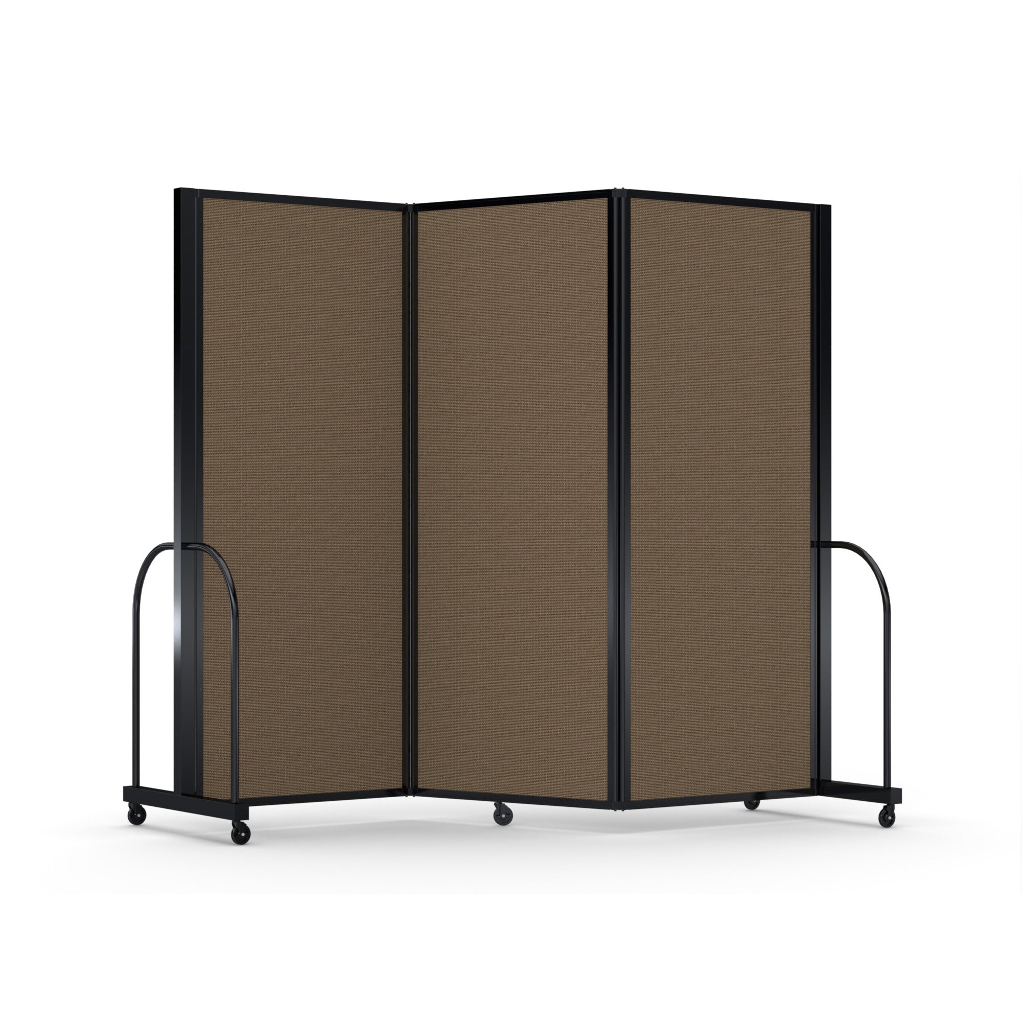 Screenflex Full Motion Divider, 6'10" x 8'7", Black Frame, Walnut