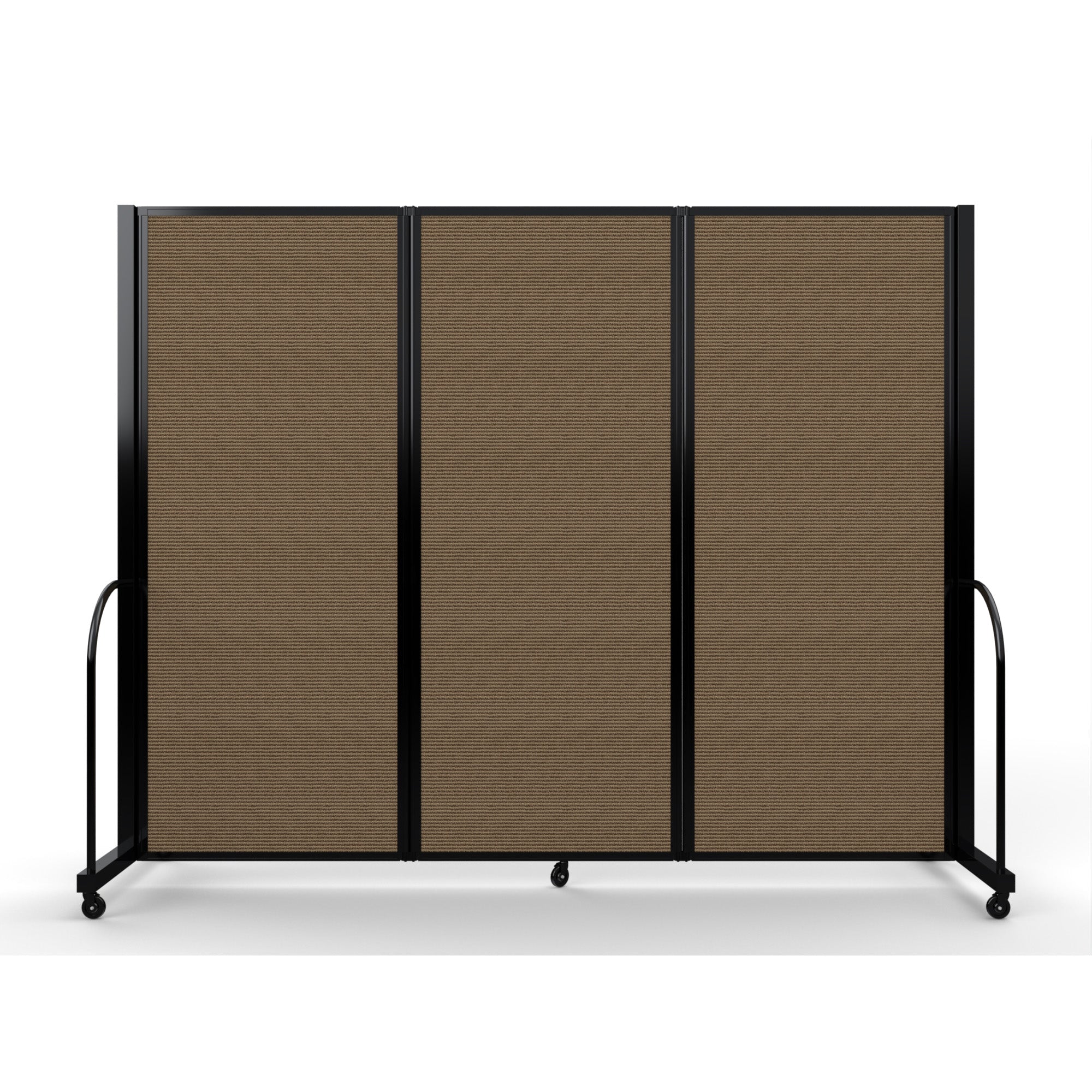 Screenflex Full Motion Divider, 6'10" x 8'7", Black Frame, Walnut
