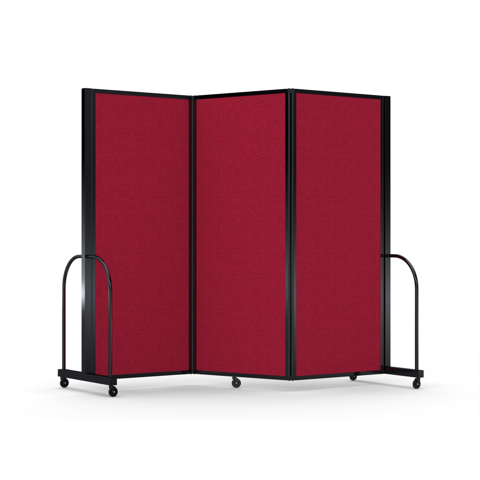 Screenflex Full Motion Divider, 6'10" x 8'7", Black Frame, Primary Red