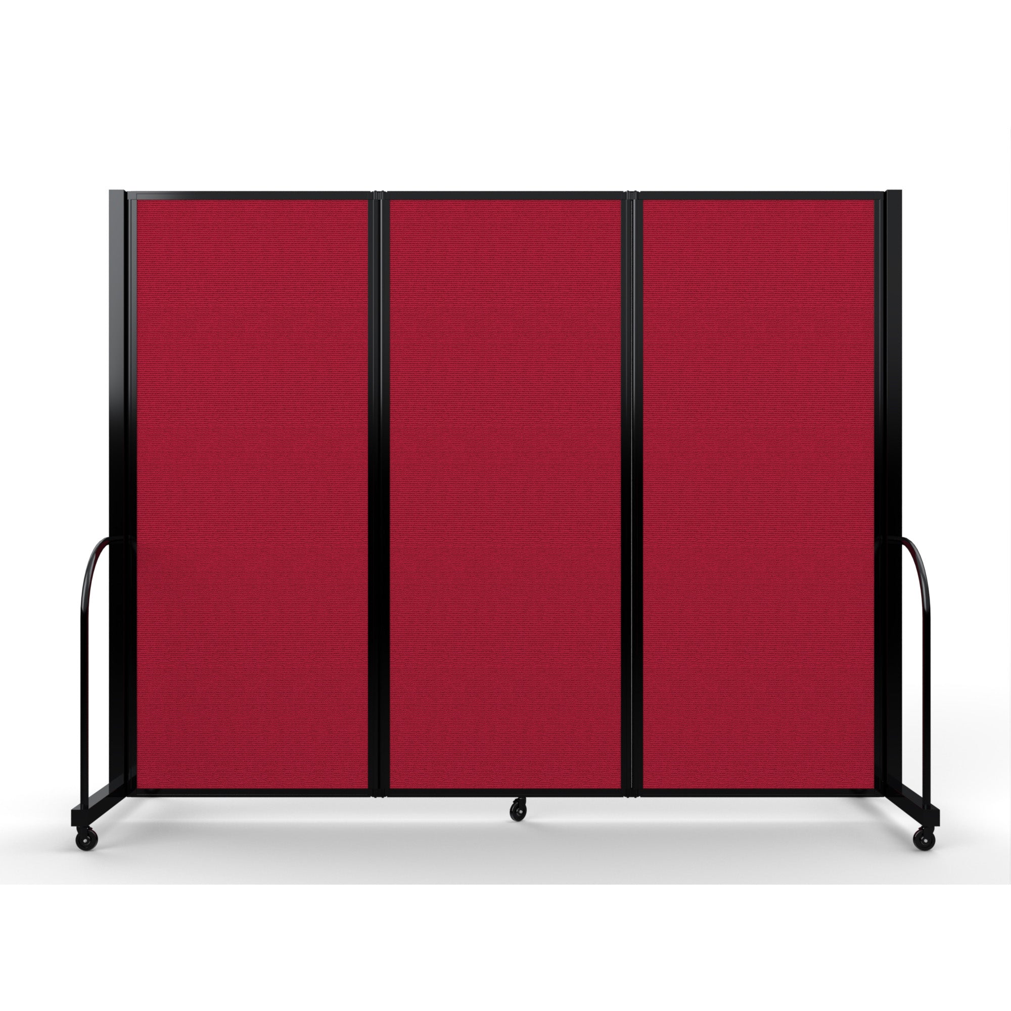 Screenflex Full Motion Divider, 6'10" x 8'7", Black Frame, Primary Red
