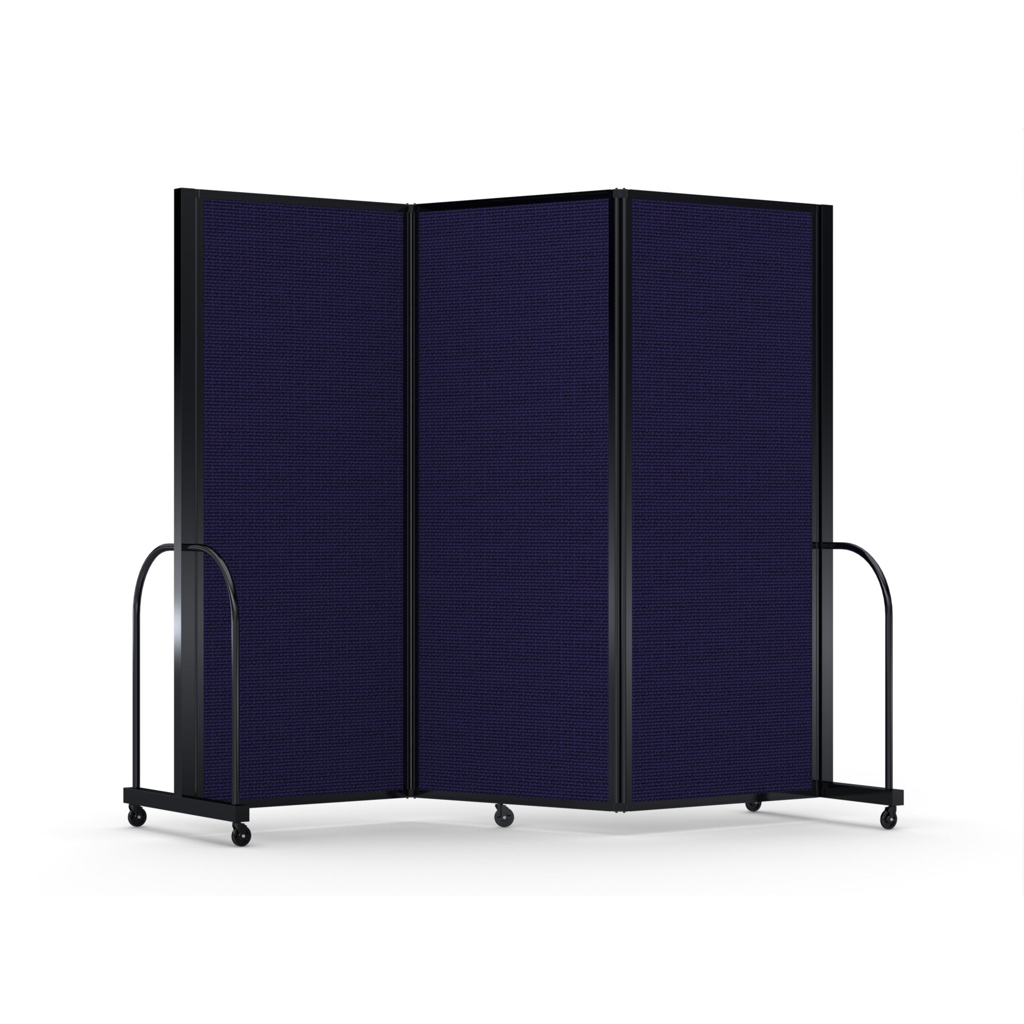Screenflex Full Motion Divider, 6'10" x 8'7", Black Frame, Navy