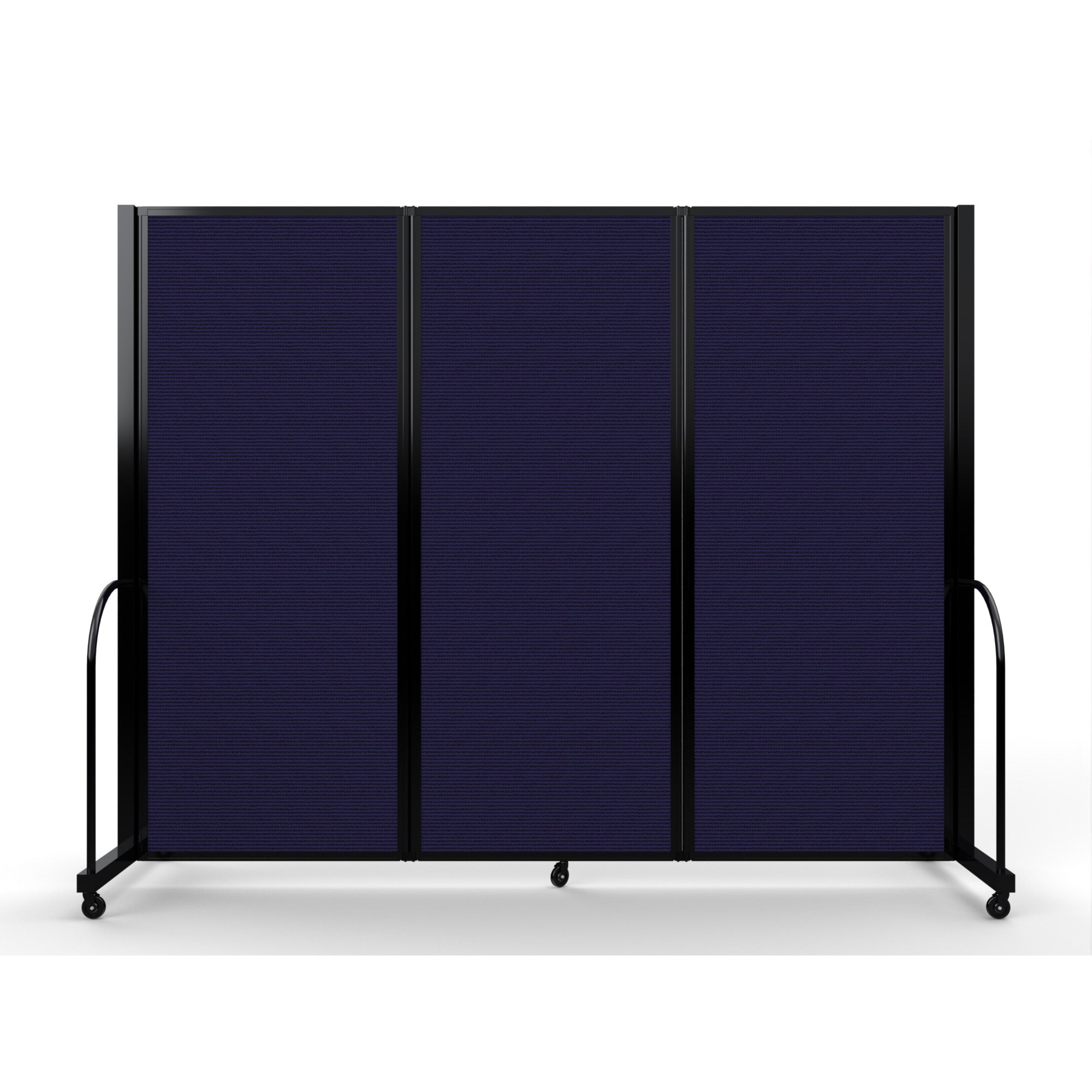 Screenflex Full Motion Divider, 6'10" x 8'7", Black Frame, Navy