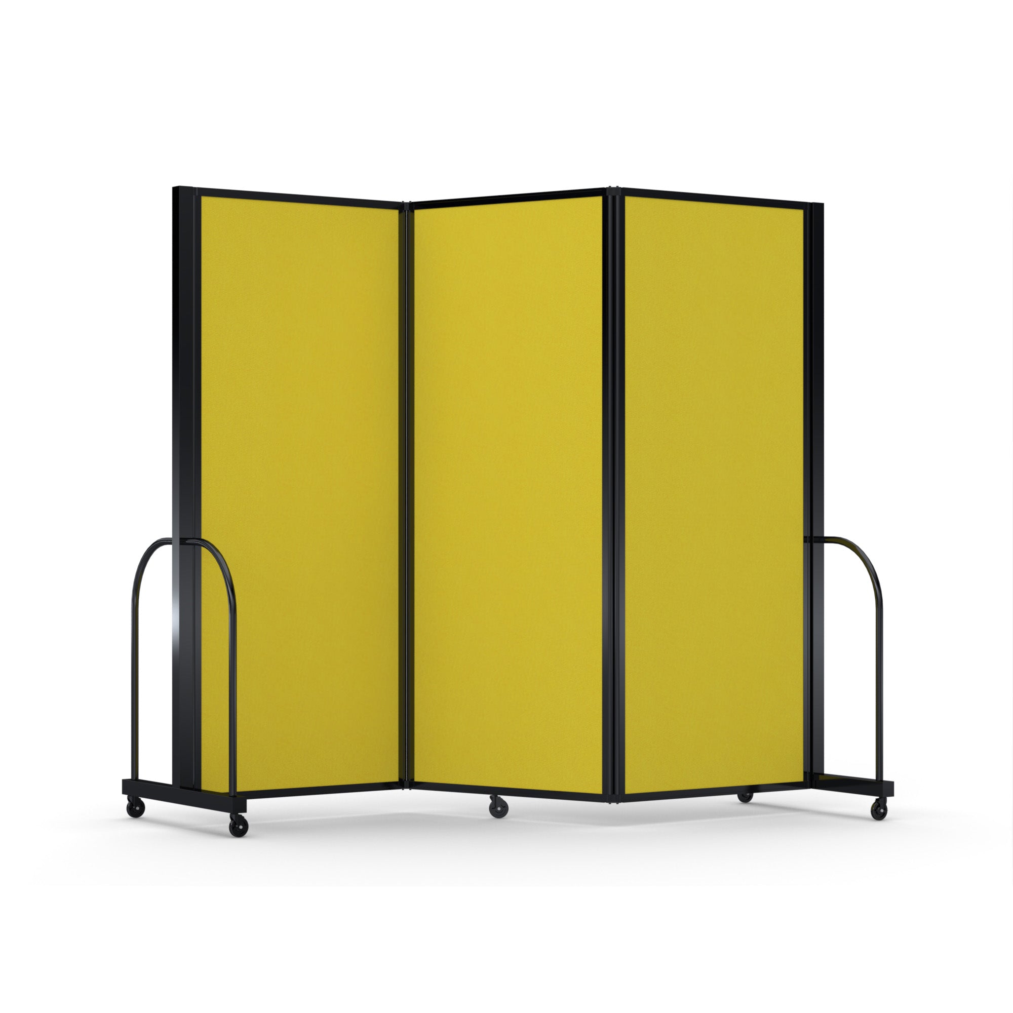 Screenflex Full Motion Divider, 6'10" x 8'7", Black Frame, Primary Yellow