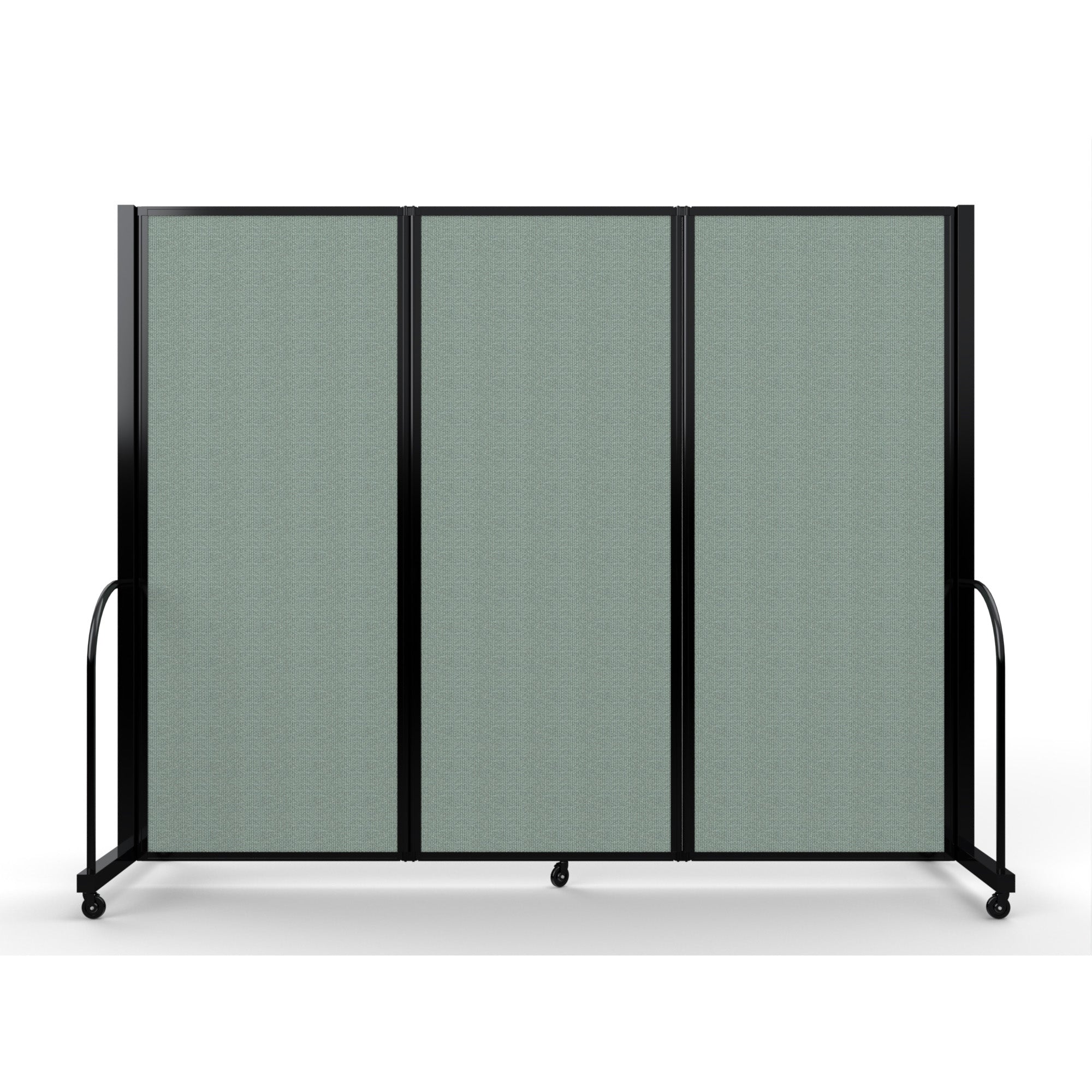 Screenflex Full Motion Divider, 6'10" x 8'7", Black Frame, Sea Green