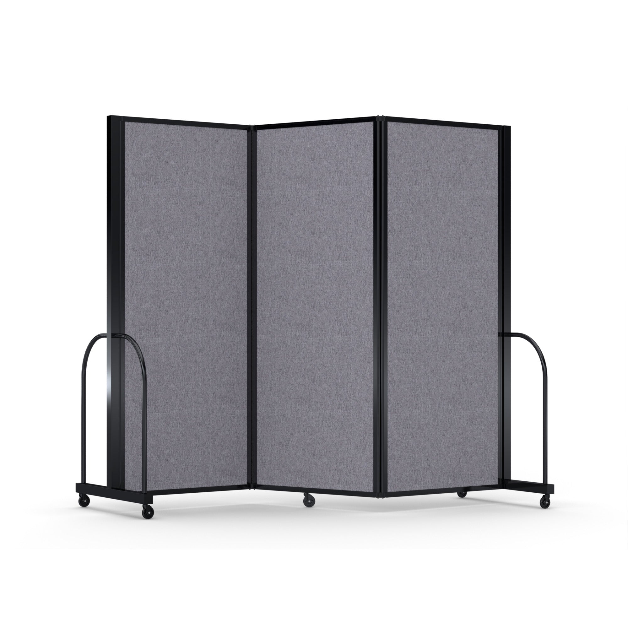 Screenflex Full Motion Divider, 6'10" x 8'7", Black Frame, Select Gray