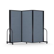 Screenflex Full Motion Divider, 6'10" x 8'7", Black Frame, Summer Blue