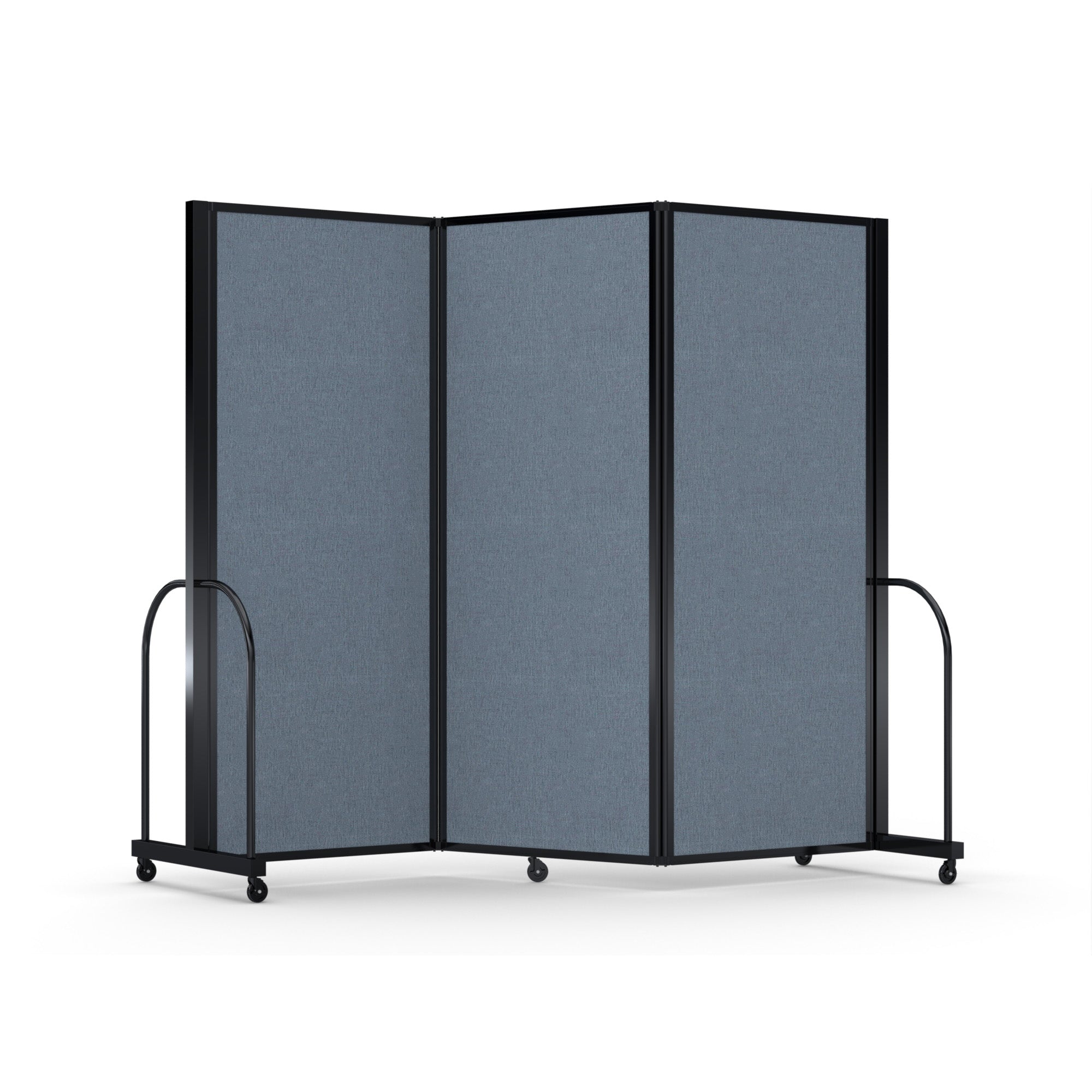 Screenflex Full Motion Divider, 6'10" x 8'7", Black Frame, Summer Blue