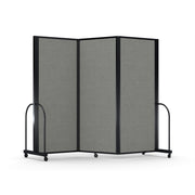 Screenflex Full Motion Divider, 6'10" x 8'7", Black Frame, Gray Smoke