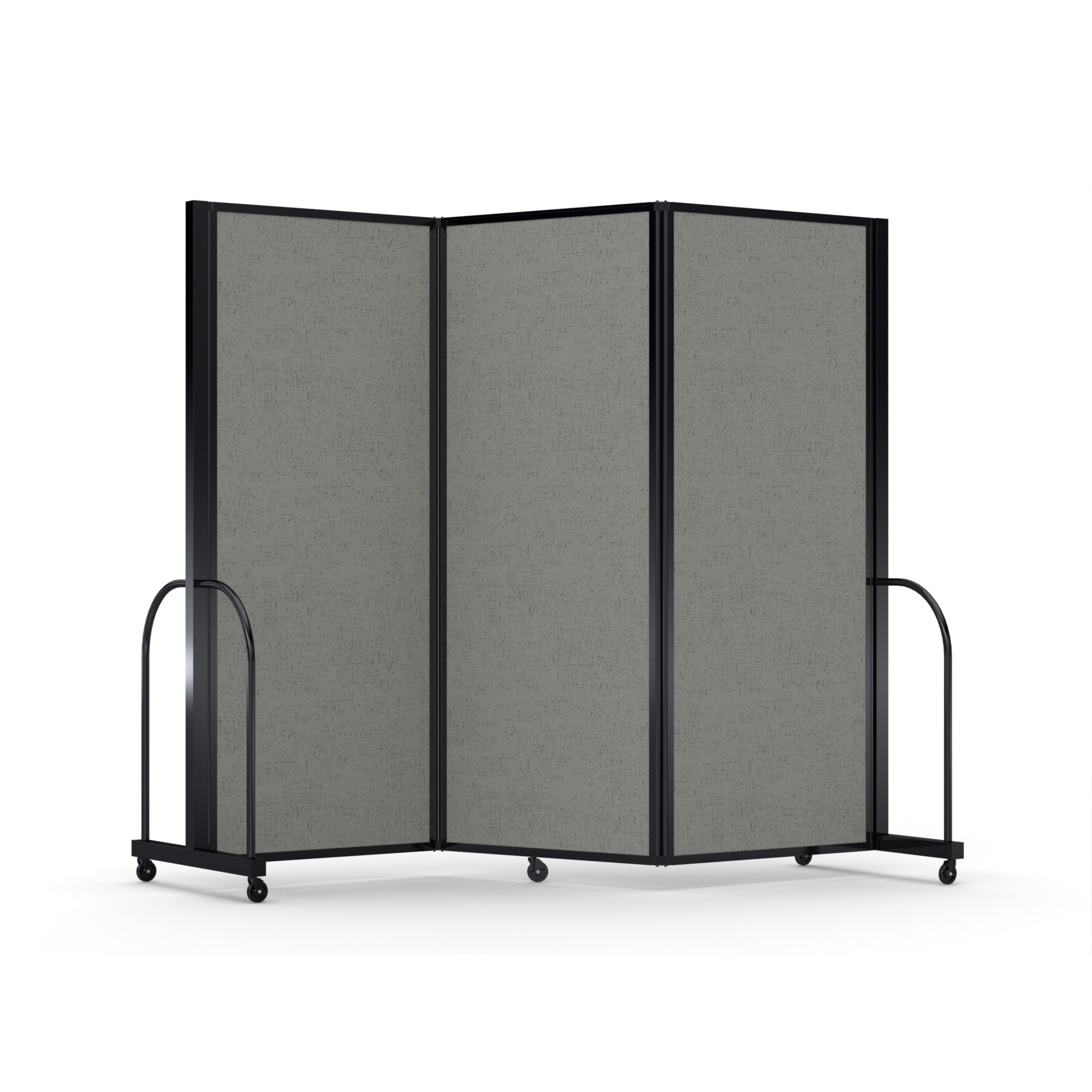 Screenflex Full Motion Divider, 6'10" x 8'7", Black Frame, Gray Smoke