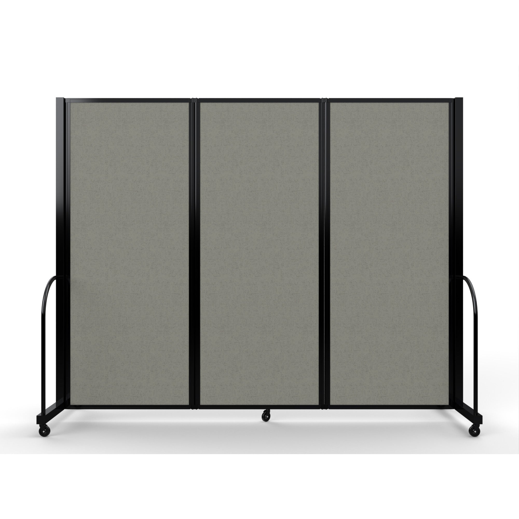 Screenflex Full Motion Divider, 6'10" x 8'7", Black Frame, Gray Smoke