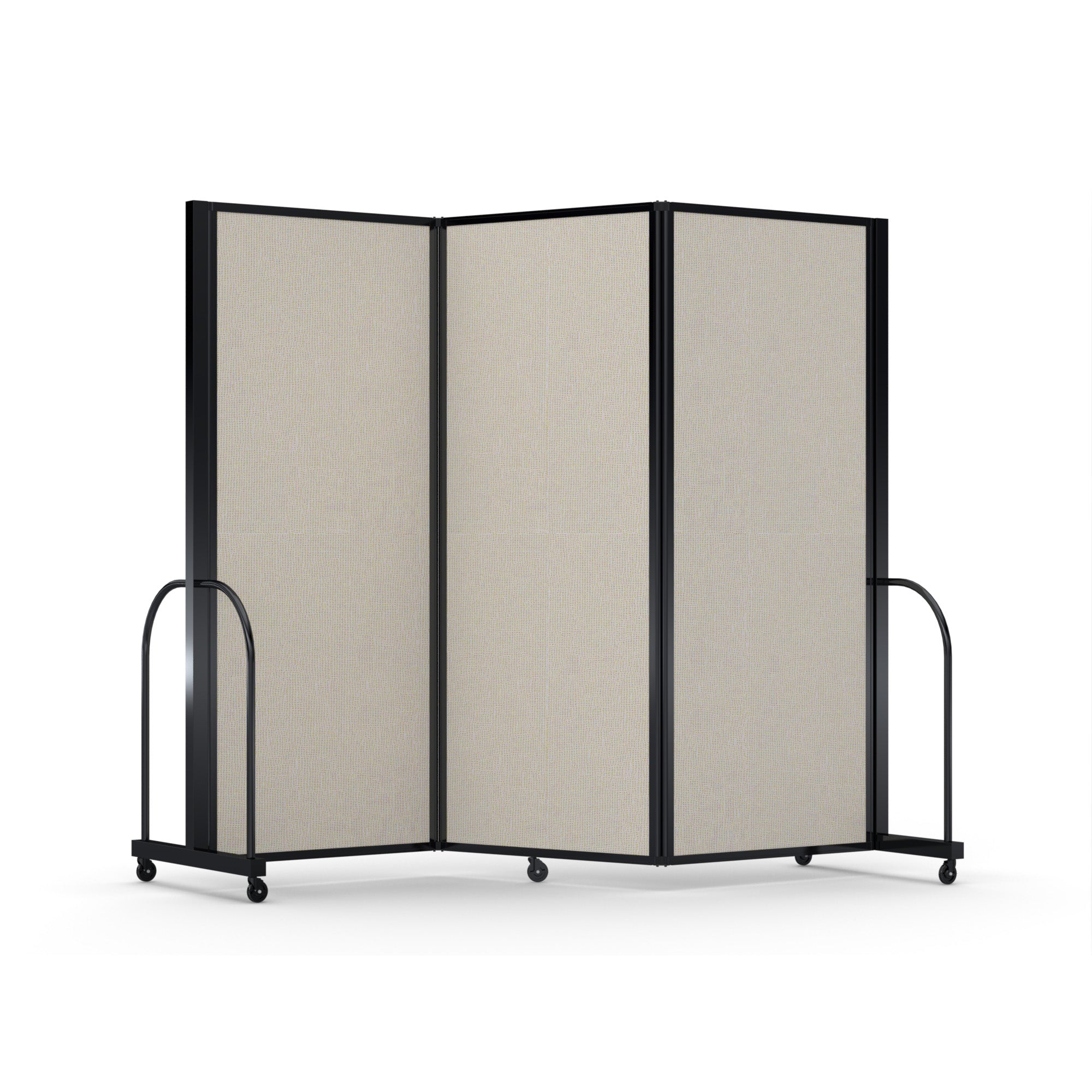 Screenflex Full Motion Divider, 6'10" x 8'7", Black Frame, Sand