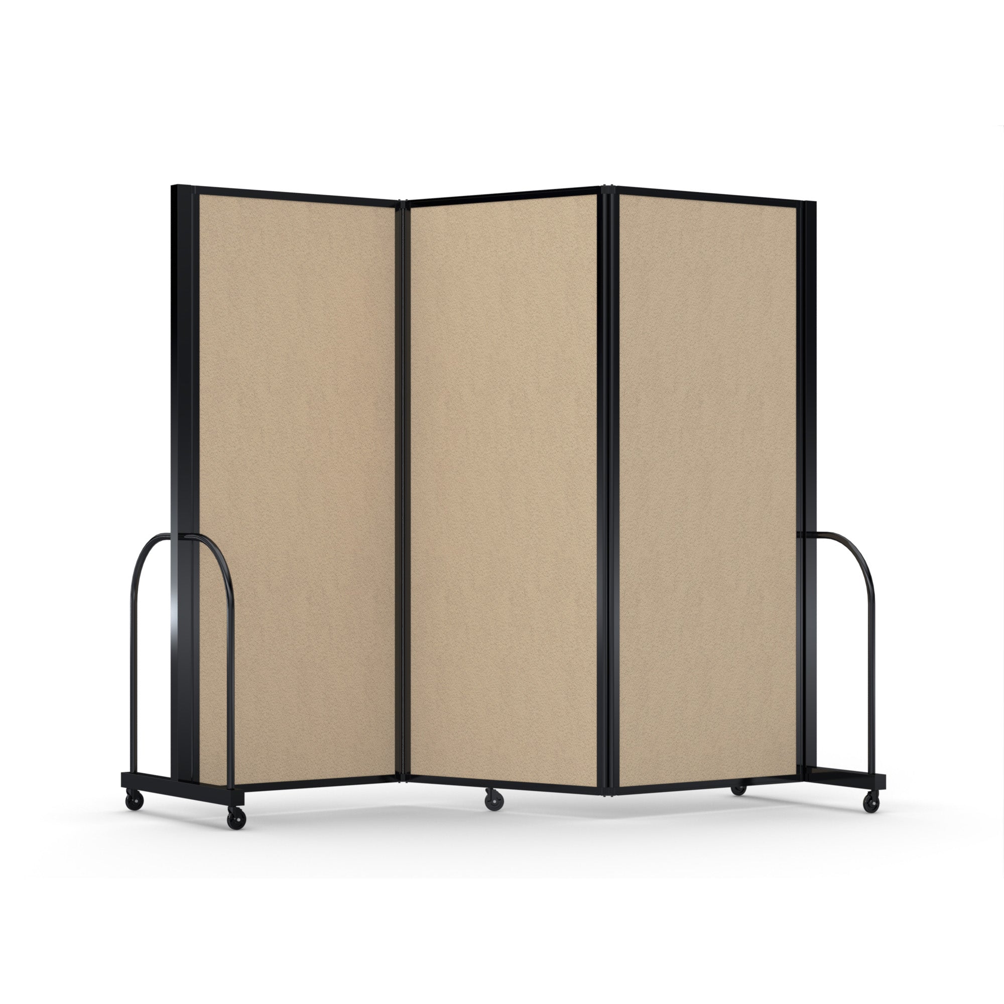 Screenflex Full Motion Divider, 6'10" x 8'7", Black Frame, Sandalwood Vinyl