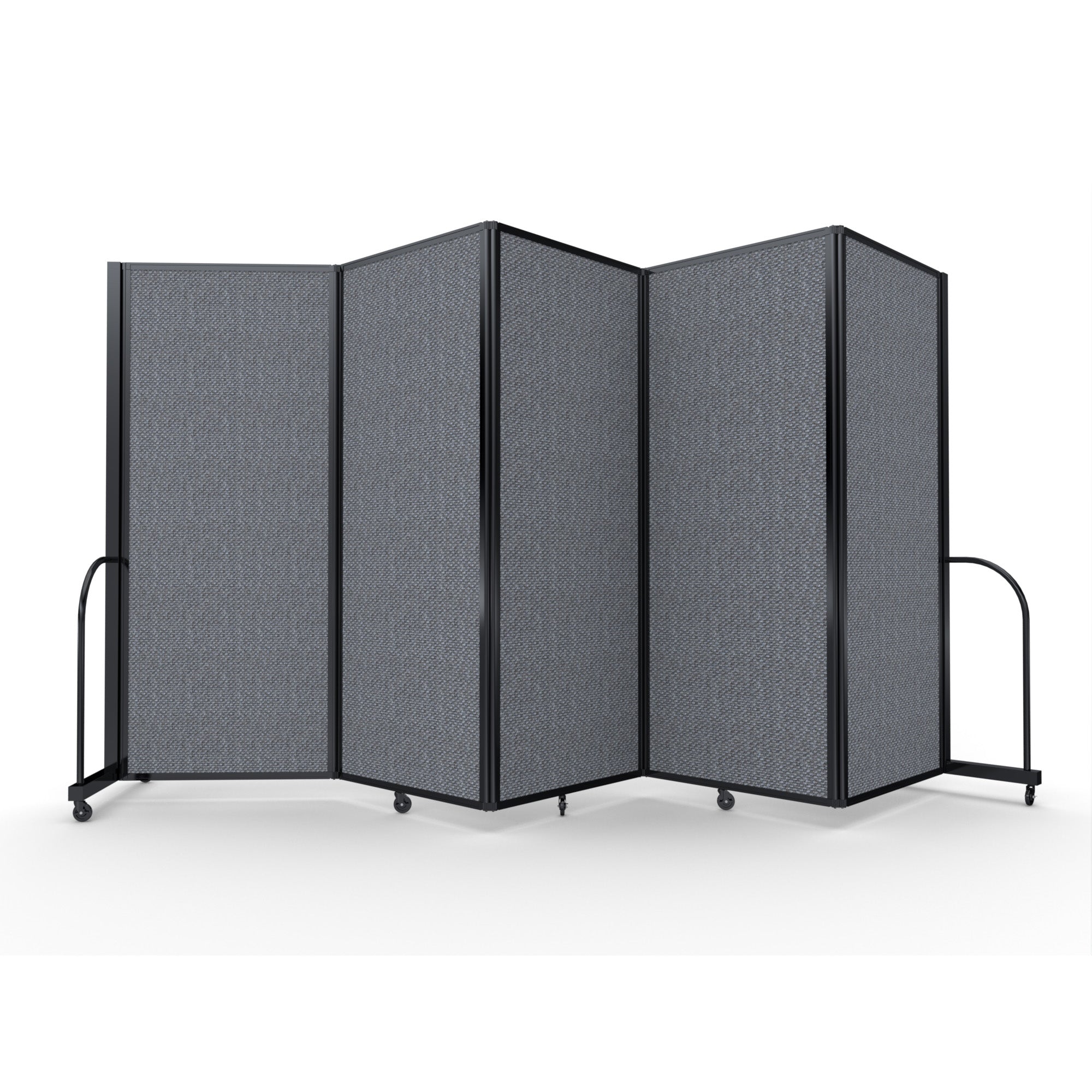Screenflex Full Motion Divider, 6'10" x 14'1", Black Frame, Stone