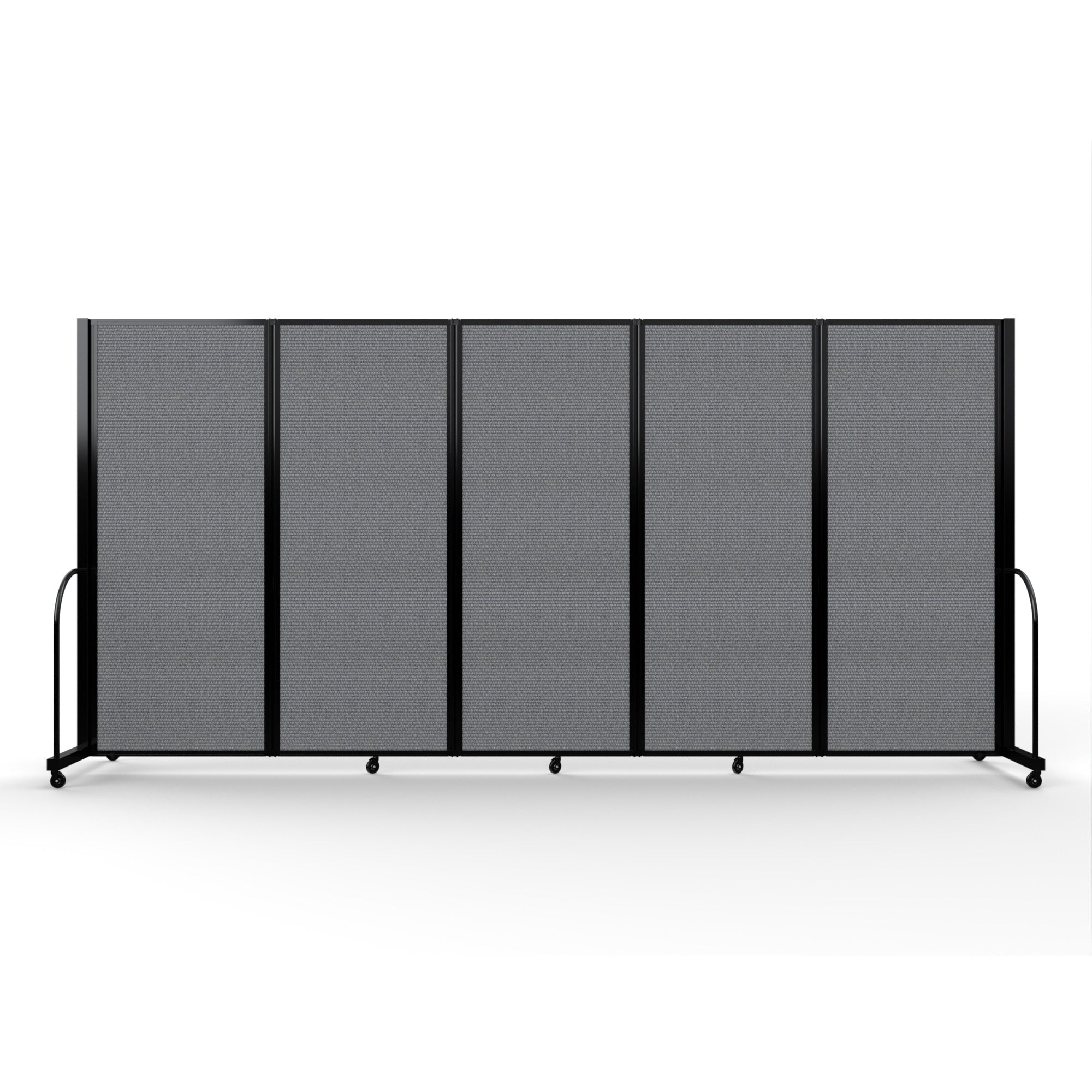Screenflex Full Motion Divider, 6'10" x 14'1", Black Frame, Stone