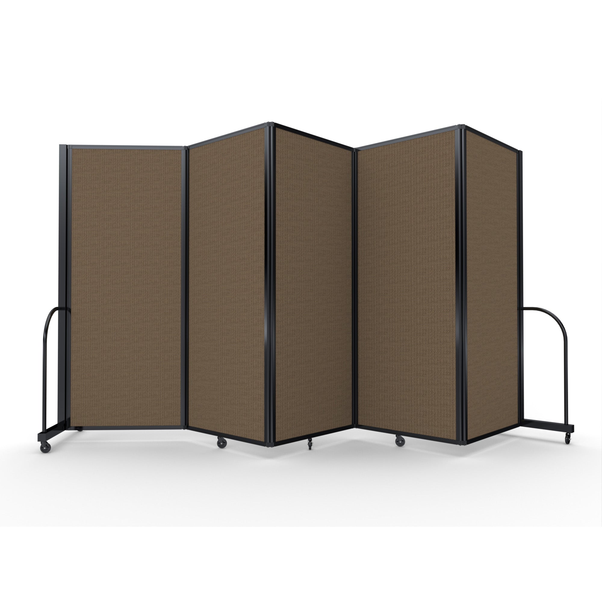 Screenflex Full Motion Divider, 6'10" x 14'1", Black Frame, Walnut