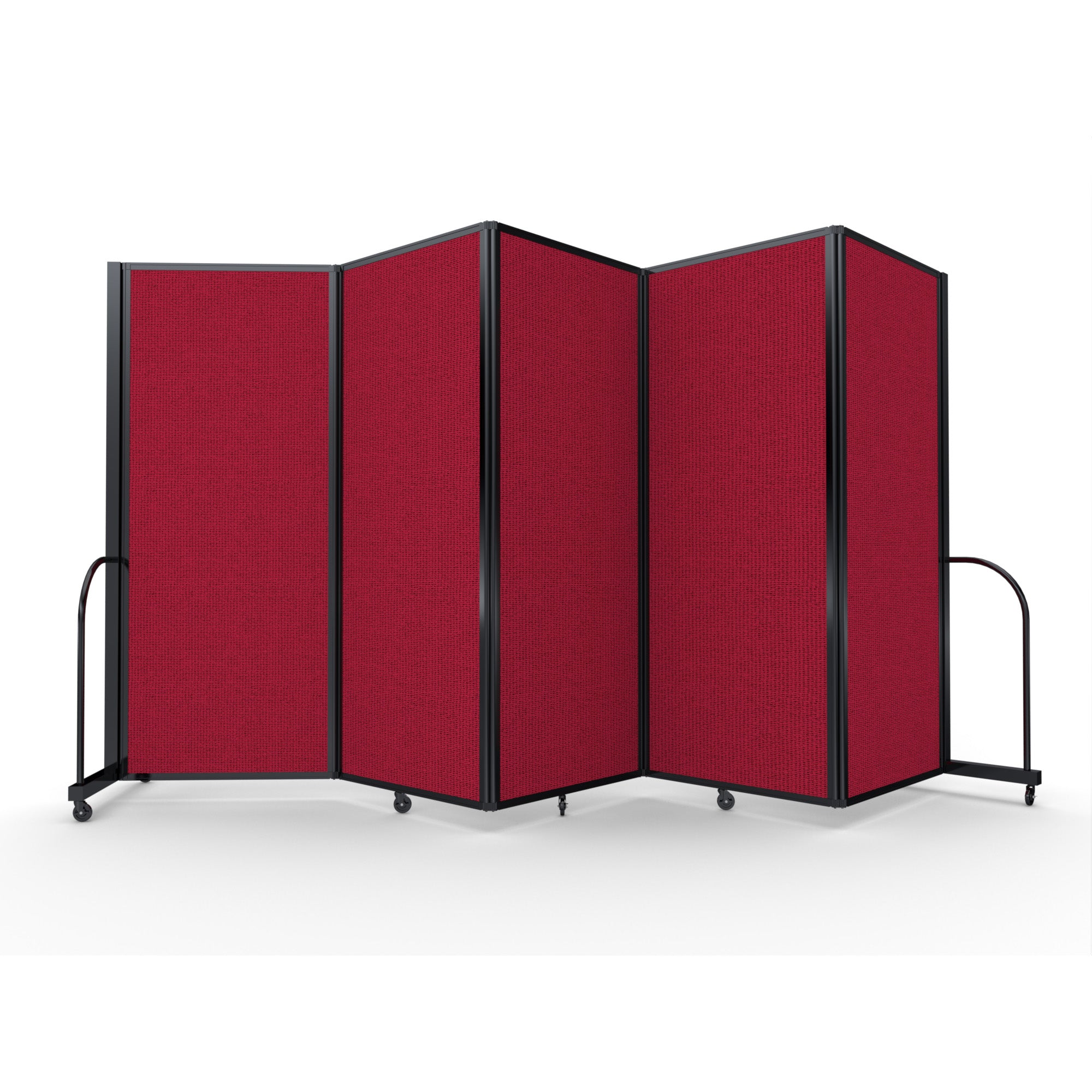 Screenflex Full Motion Divider, 6'10" x 14'1", Black Frame, Primary Red