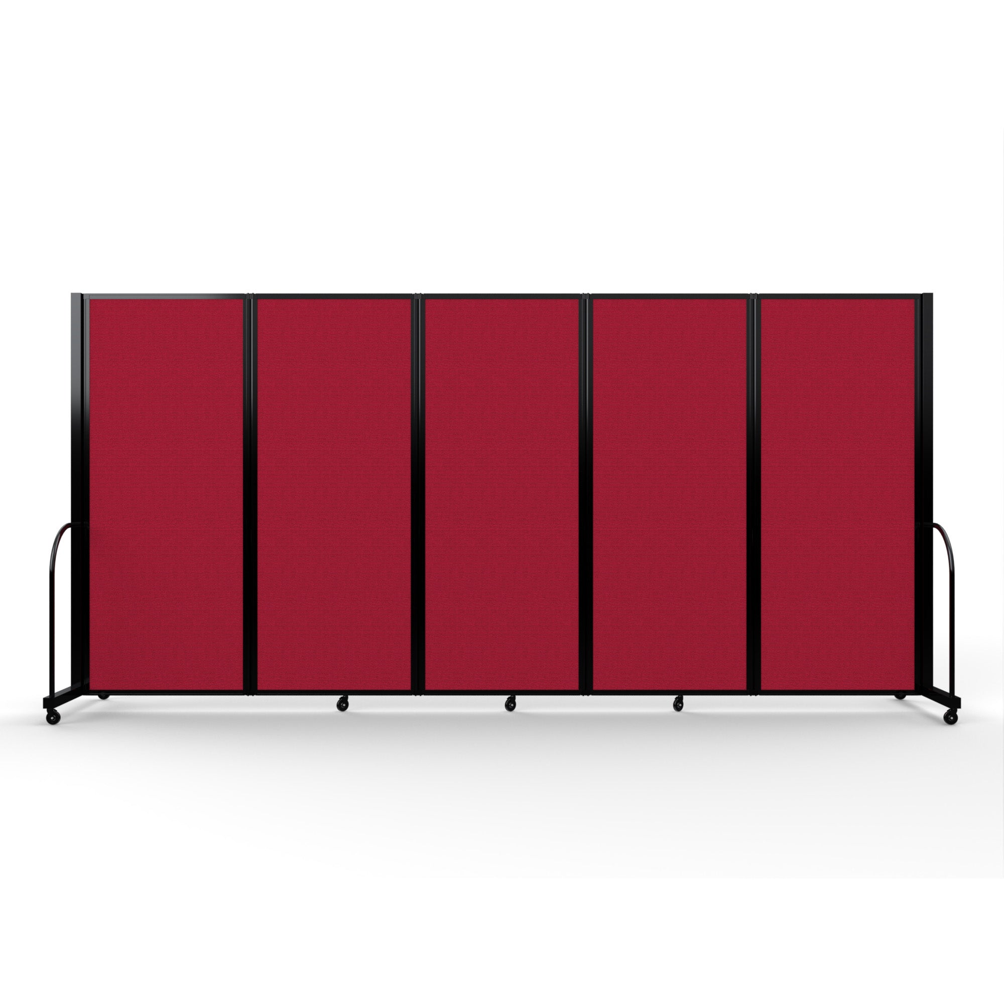 Screenflex Full Motion Divider, 6'10" x 14'1", Black Frame, Primary Red