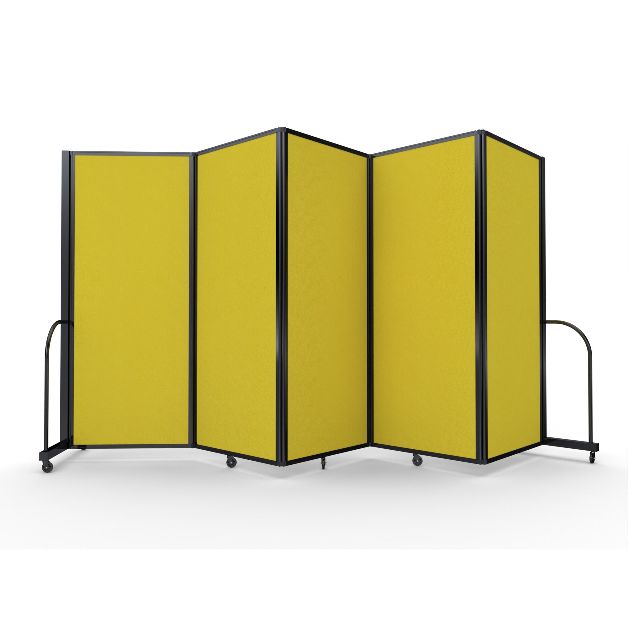 Screenflex Full Motion Divider, 6'10" x 14'1", Black Frame, Primary Yellow