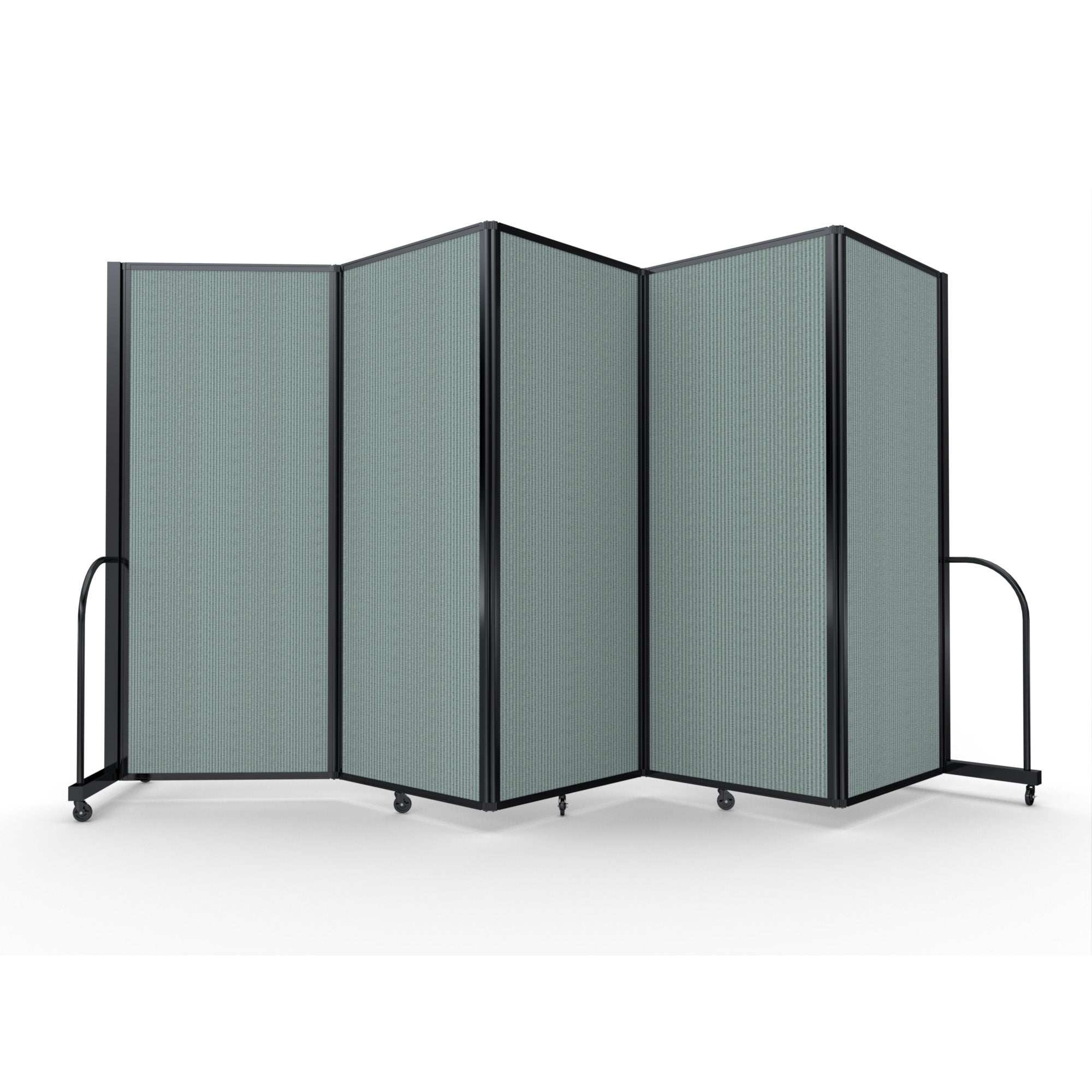 Screenflex Full Motion Divider, 6'10" x 14'1", Black Frame, Sea Green
