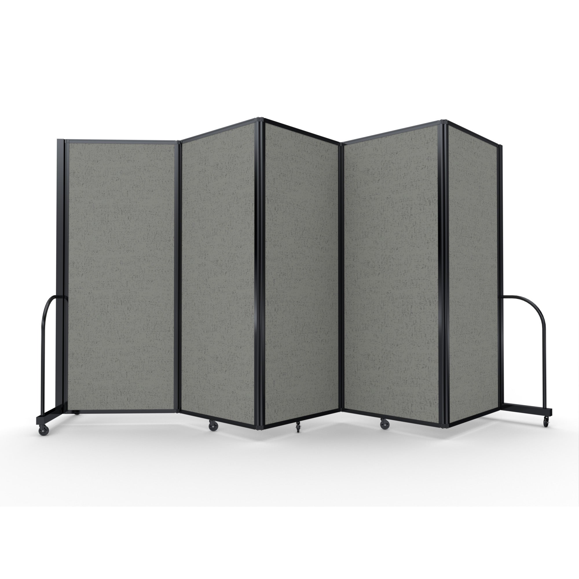 Screenflex Full Motion Divider, 6'10" x 14'1", Black Frame, Gray Smoke