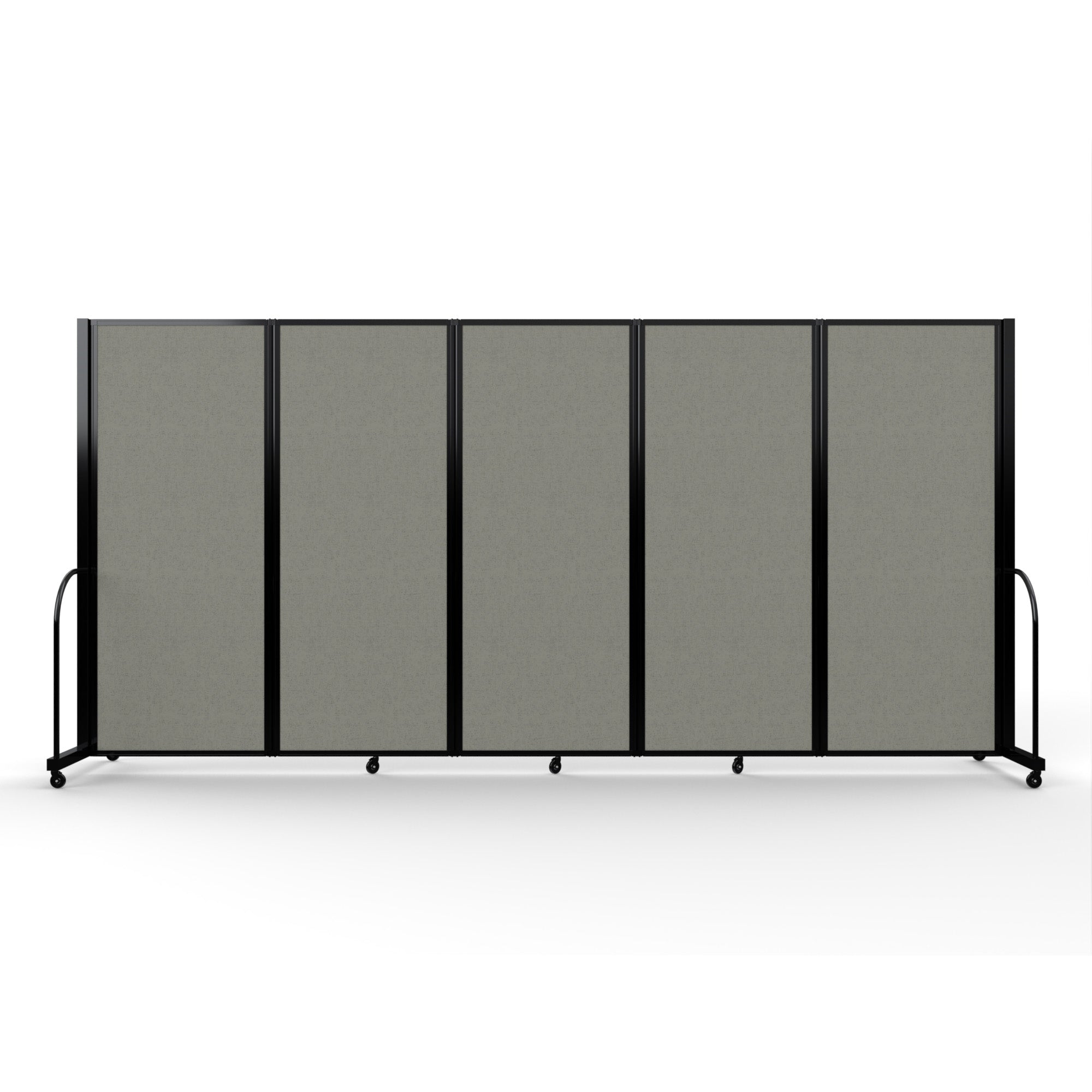 Screenflex Full Motion Divider, 6'10" x 14'1", Black Frame, Gray Smoke