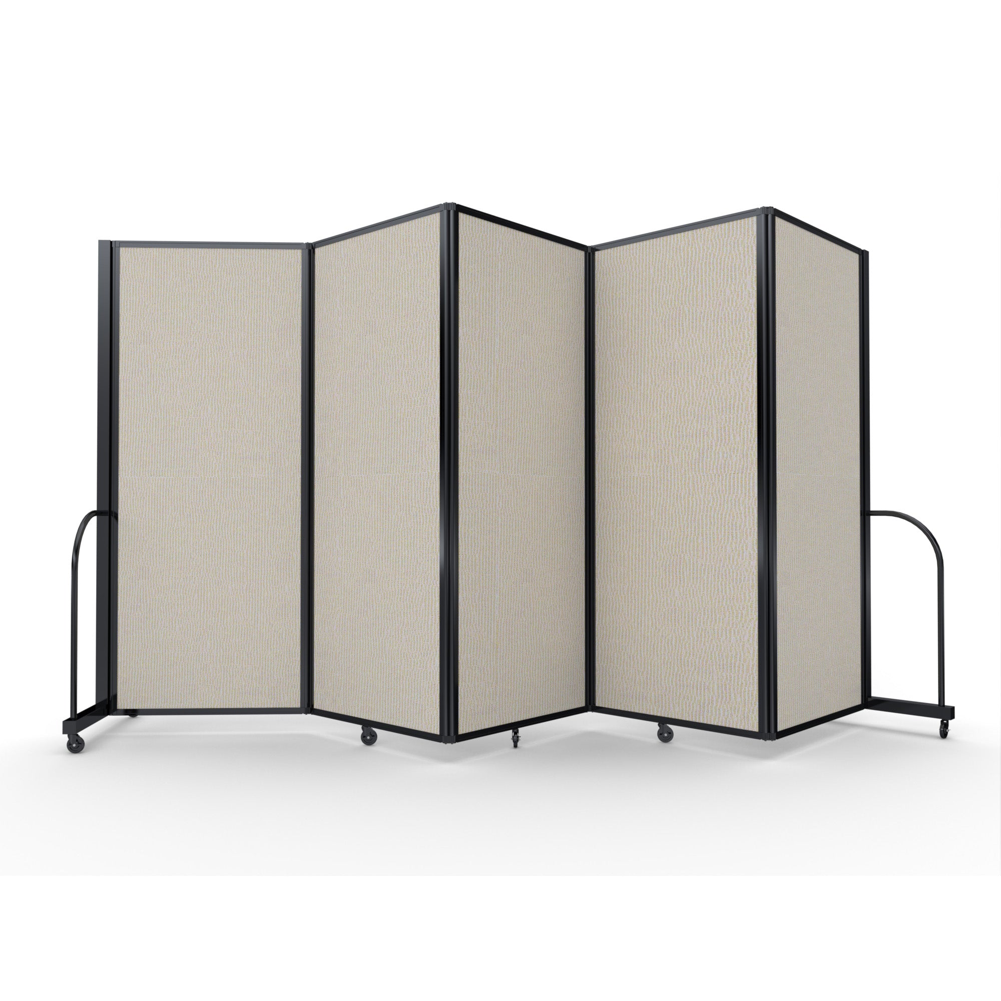 Screenflex Full Motion Divider, 6'10" x 14'1", Black Frame, Sand