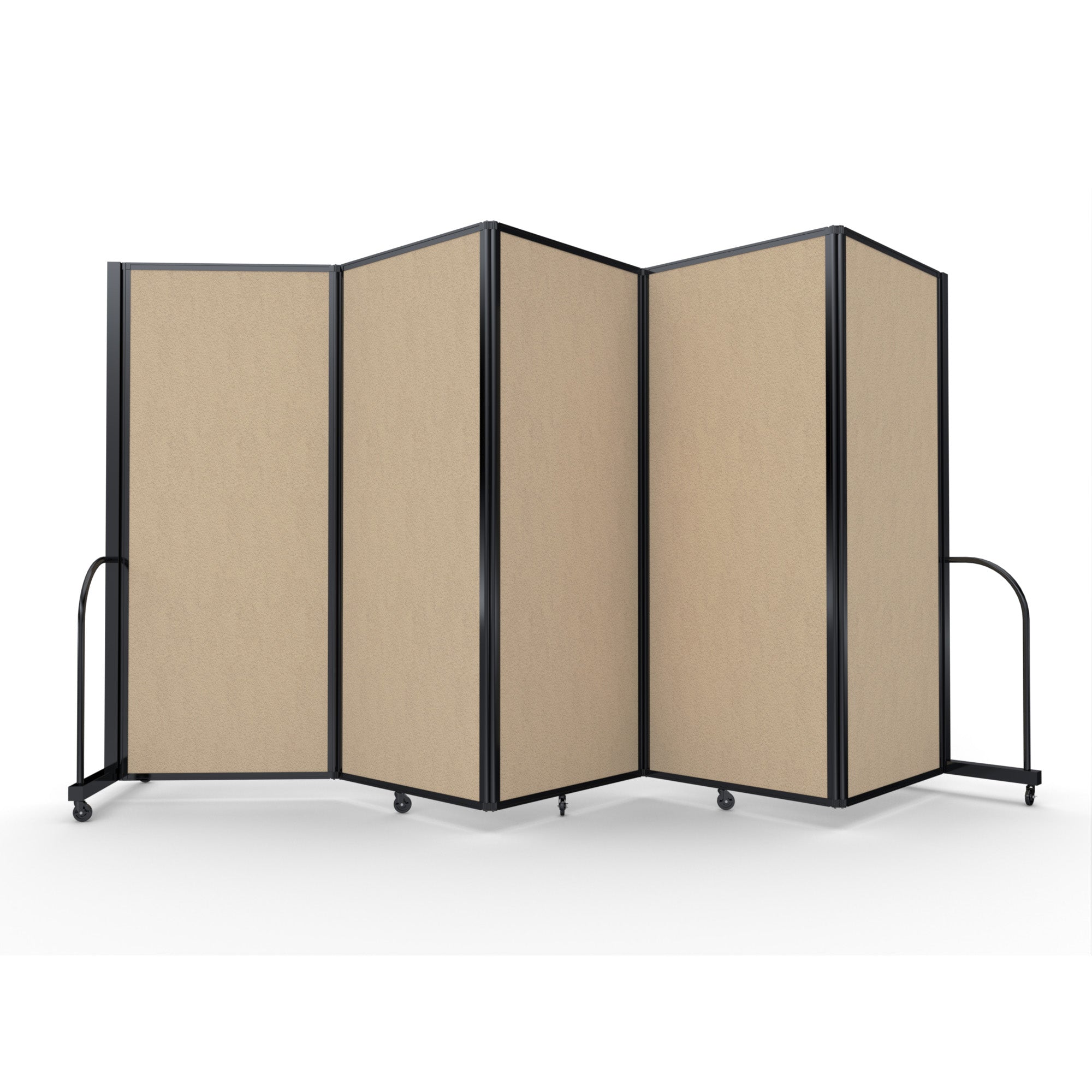 Screenflex Full Motion Divider, 6'10" x 14'1", Black Frame, Sandalwood Vinyl