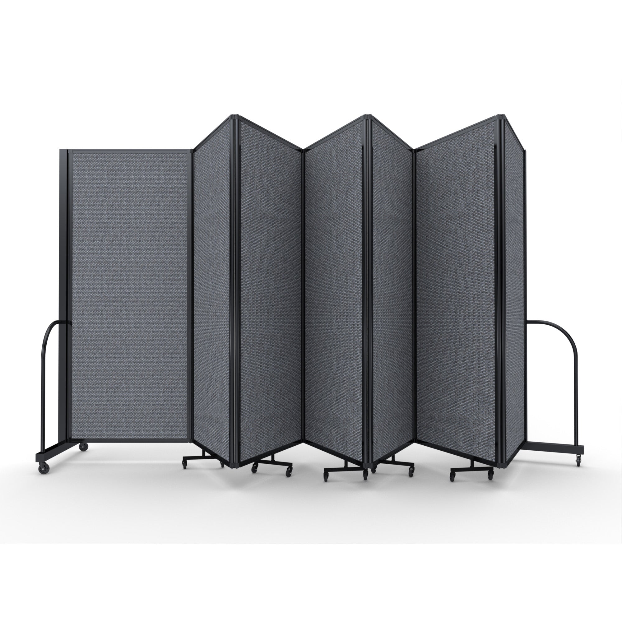 Screenflex Full Motion Divider, 6'10" x 19'7", Black Frame, Stone