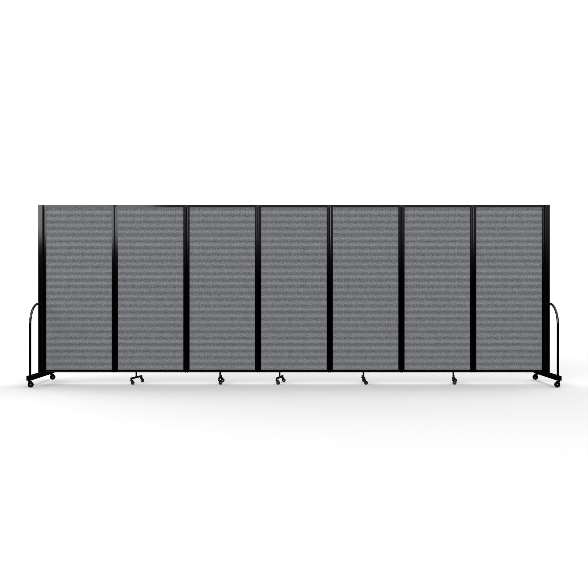 Screenflex Full Motion Divider, 6'10" x 19'7", Black Frame, Stone