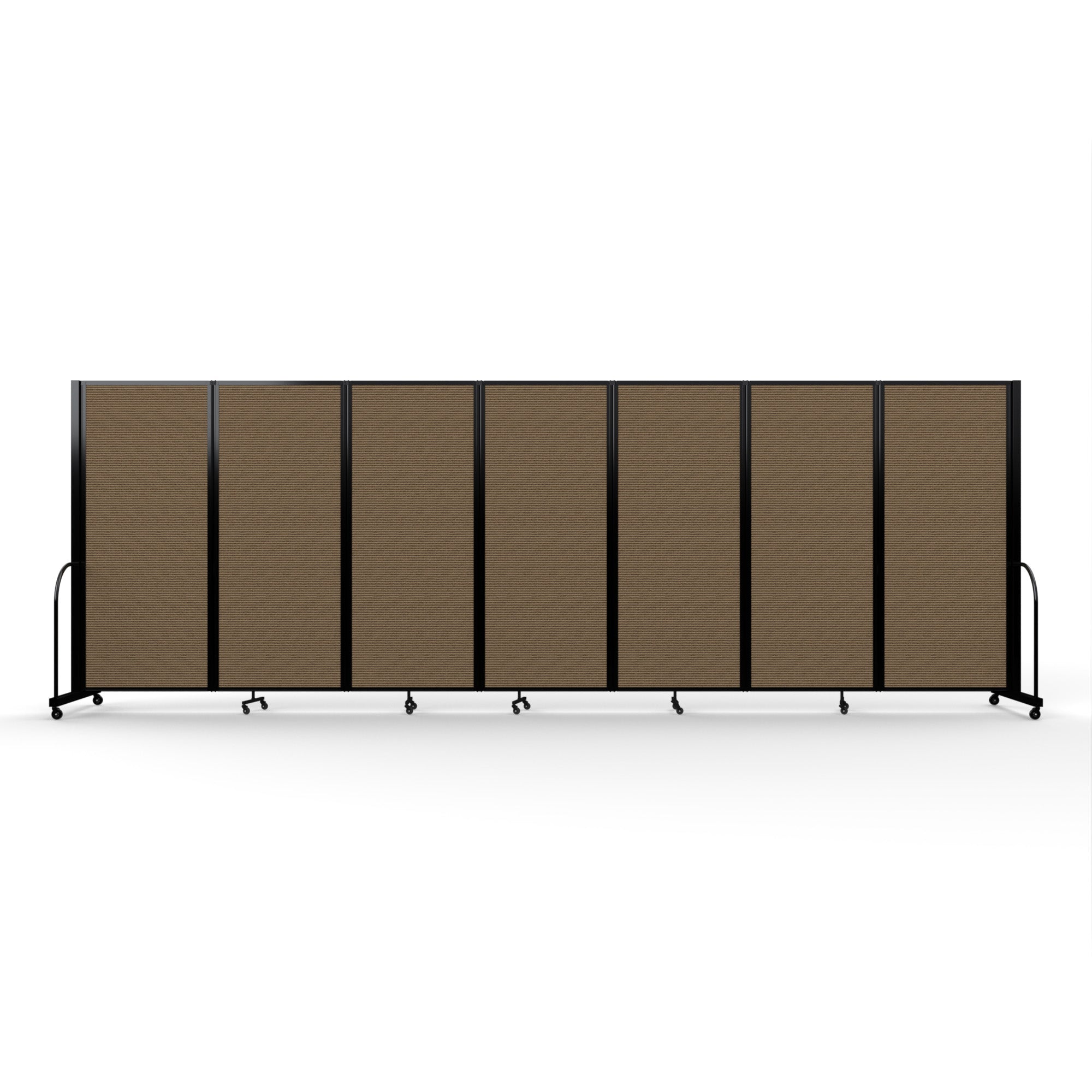Screenflex Full Motion Divider, 6'10" x 19'7", Black Frame, Walnut