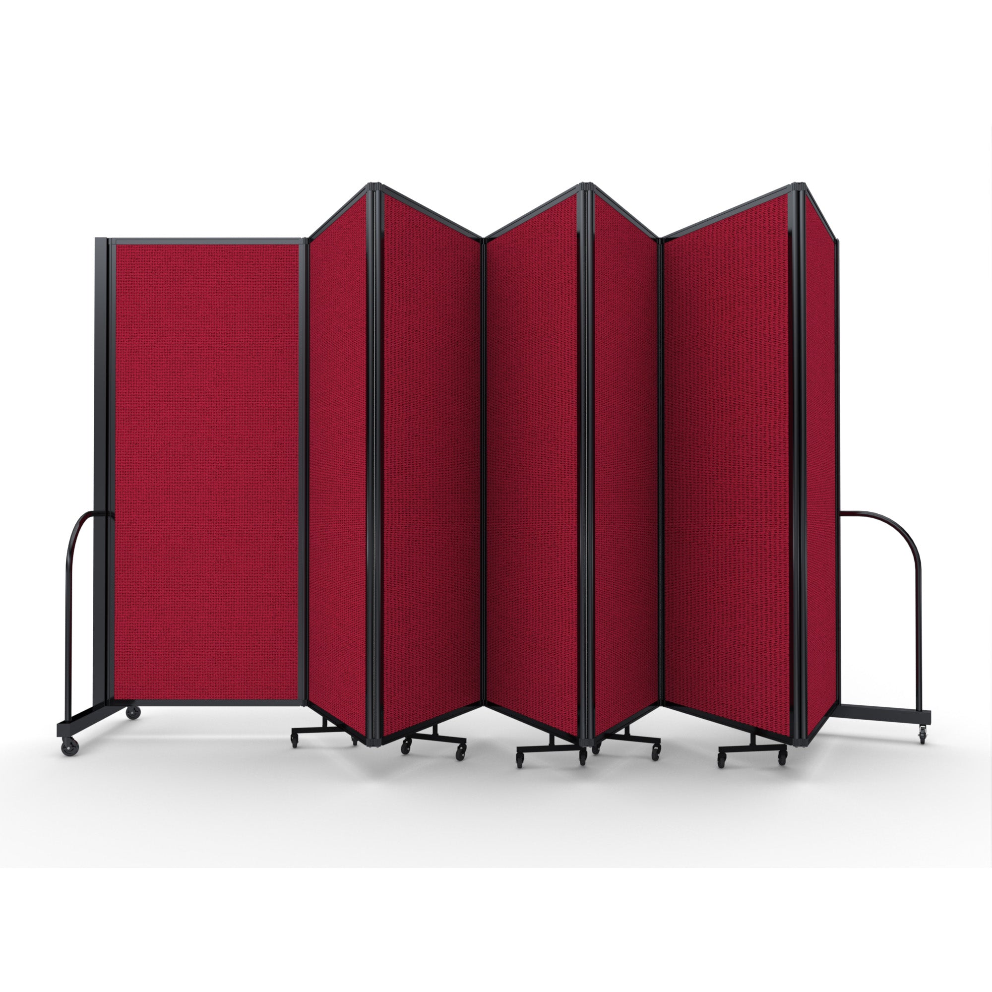 Screenflex Full Motion Divider, 6'10" x 19'7", Black Frame, Primary Red