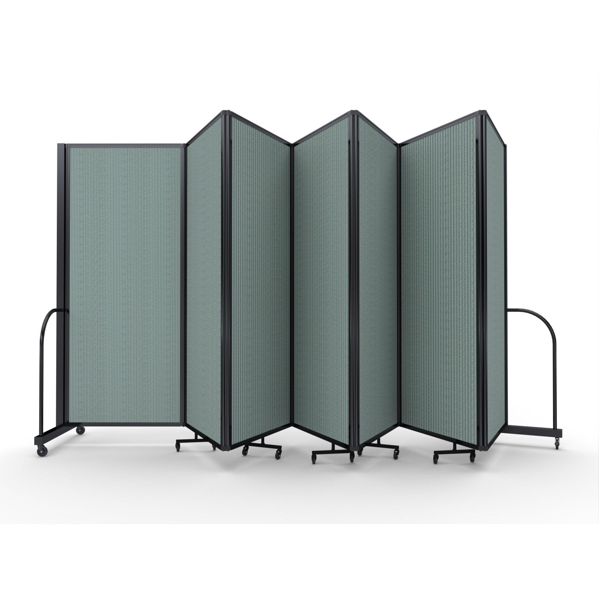 Screenflex Full Motion Divider, 6'10" x 19'7", Black Frame, Sea Green