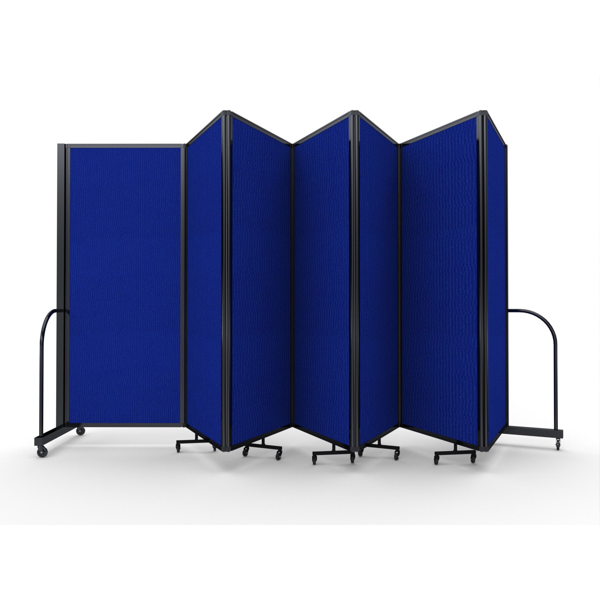 Screenflex Full Motion Divider, 6'10" x 19'7", Black Frame, Royal Blue