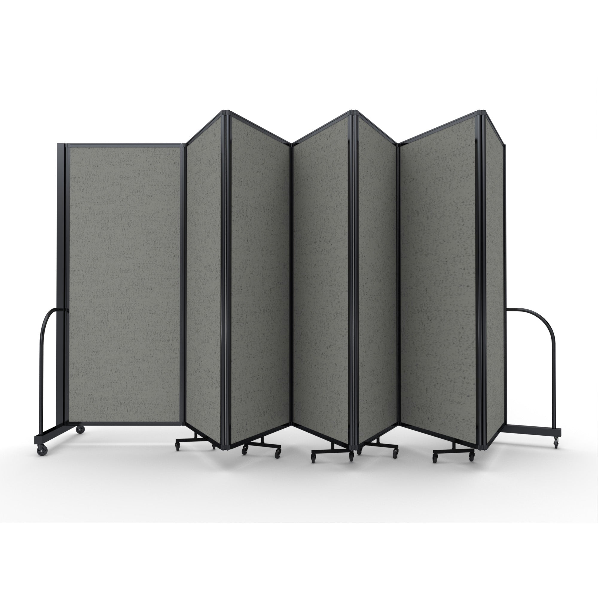 Screenflex Full Motion Divider, 6'10" x 19'7", Black Frame, Gray Smoke
