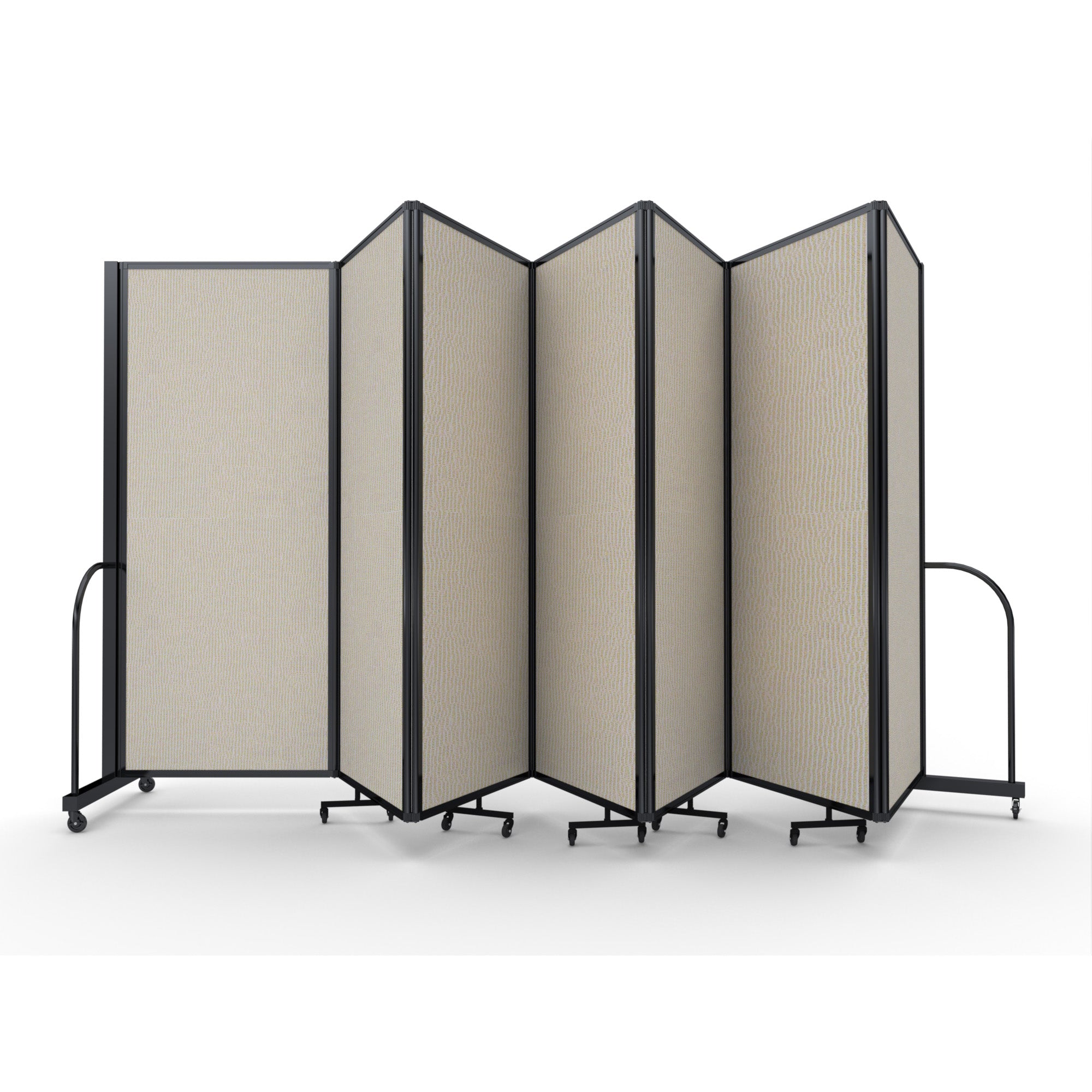 Screenflex Full Motion Divider, 6'10" x 19'7", Black Frame, Sand