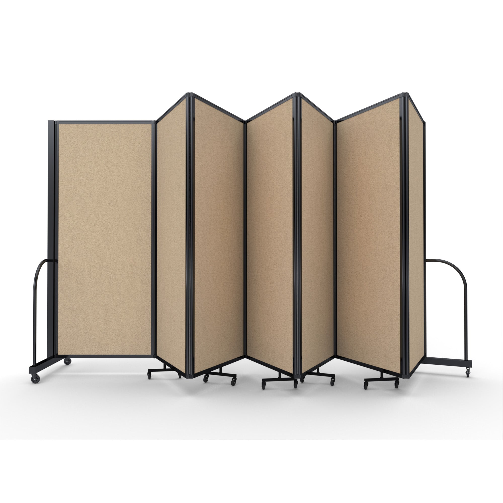 Screenflex Full Motion Divider, 6'10" x 19'7", Black Frame, Sandalwood Vinyl