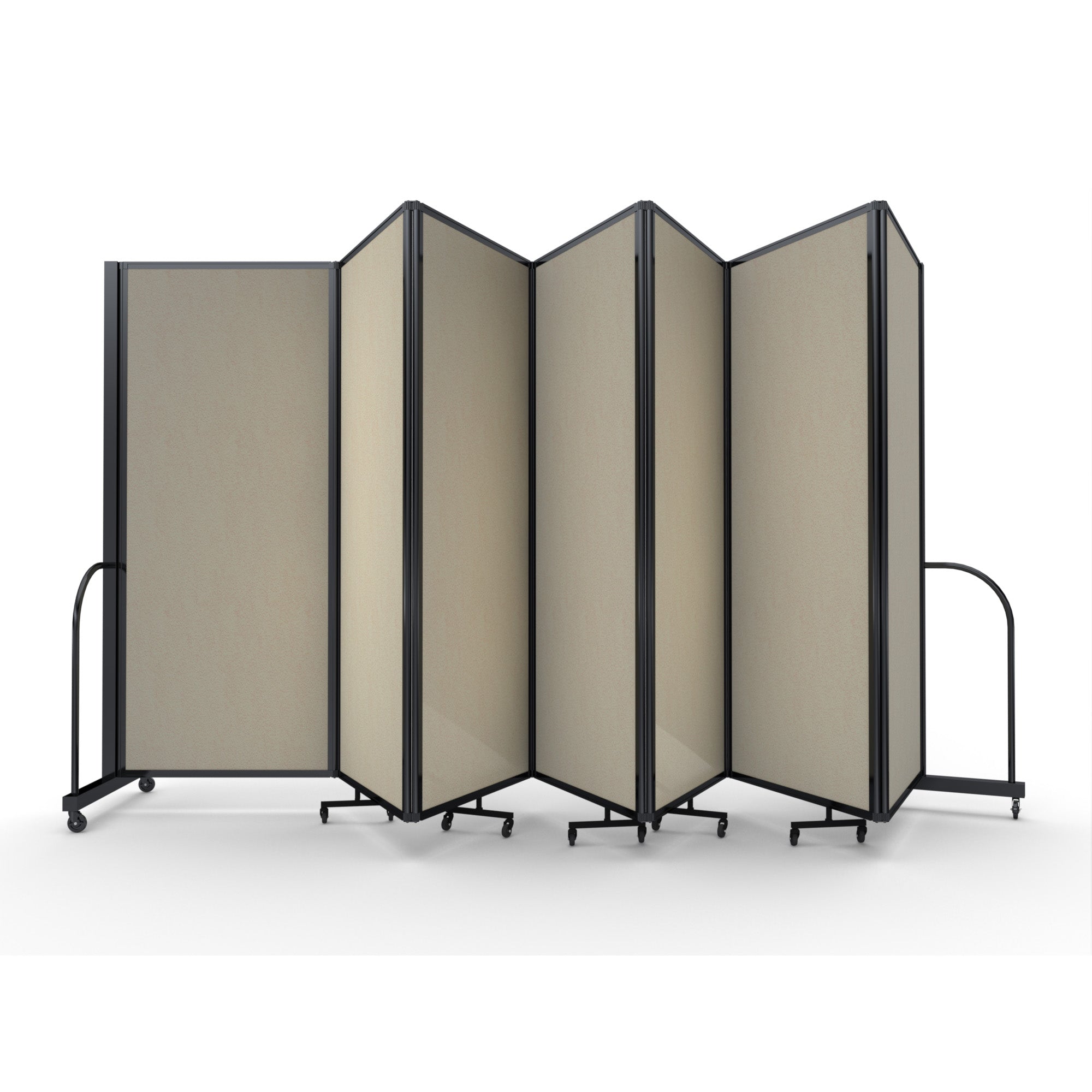 Screenflex Full Motion Divider, 6'10" x 19'7", Black Frame, Hazelnut Vinyl