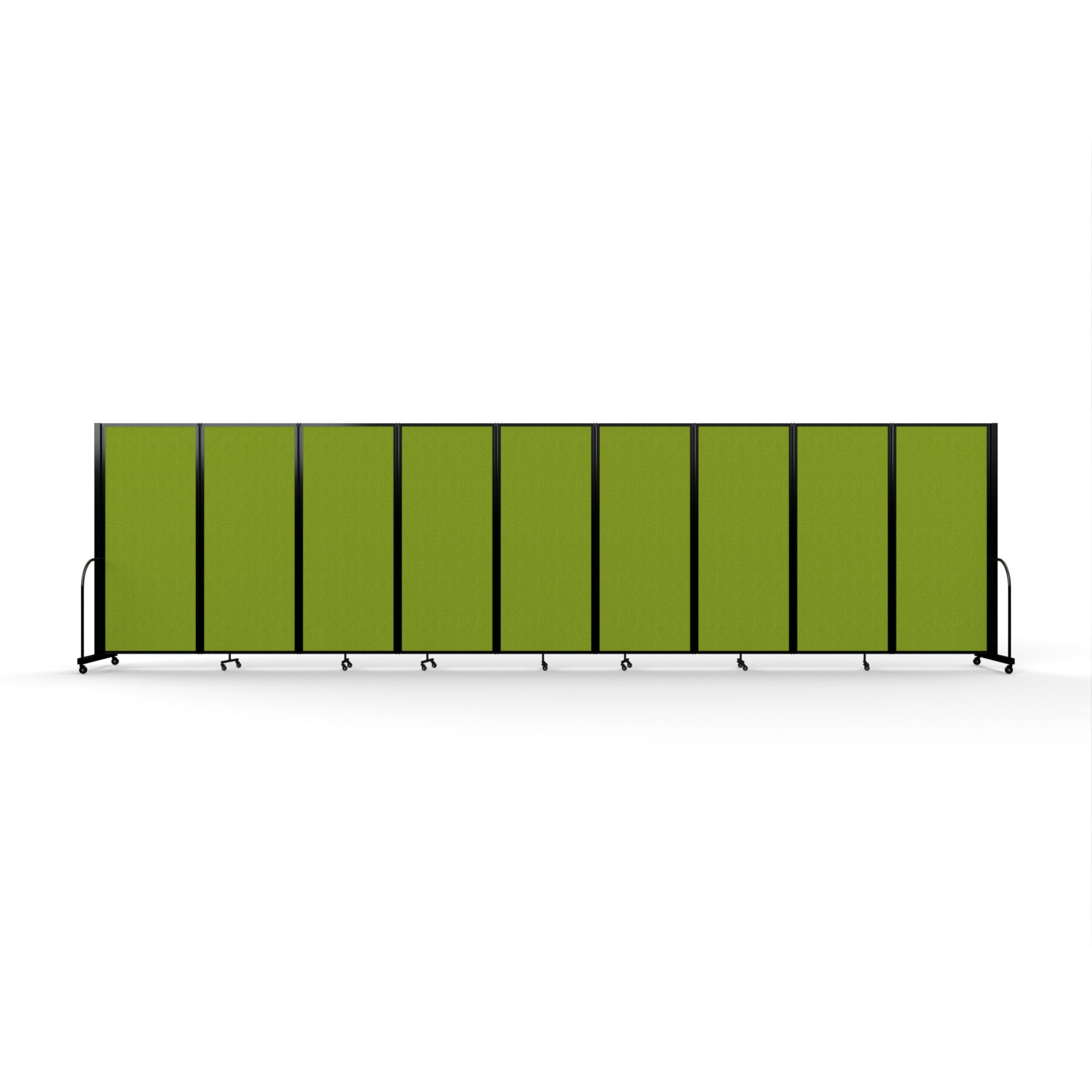 Screenflex Full Motion Divider, 6'10" x 25'1", Black Frame, Apple Green