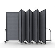 Screenflex Full Motion Divider, 6'10" x 25'1", Black Frame, Stone