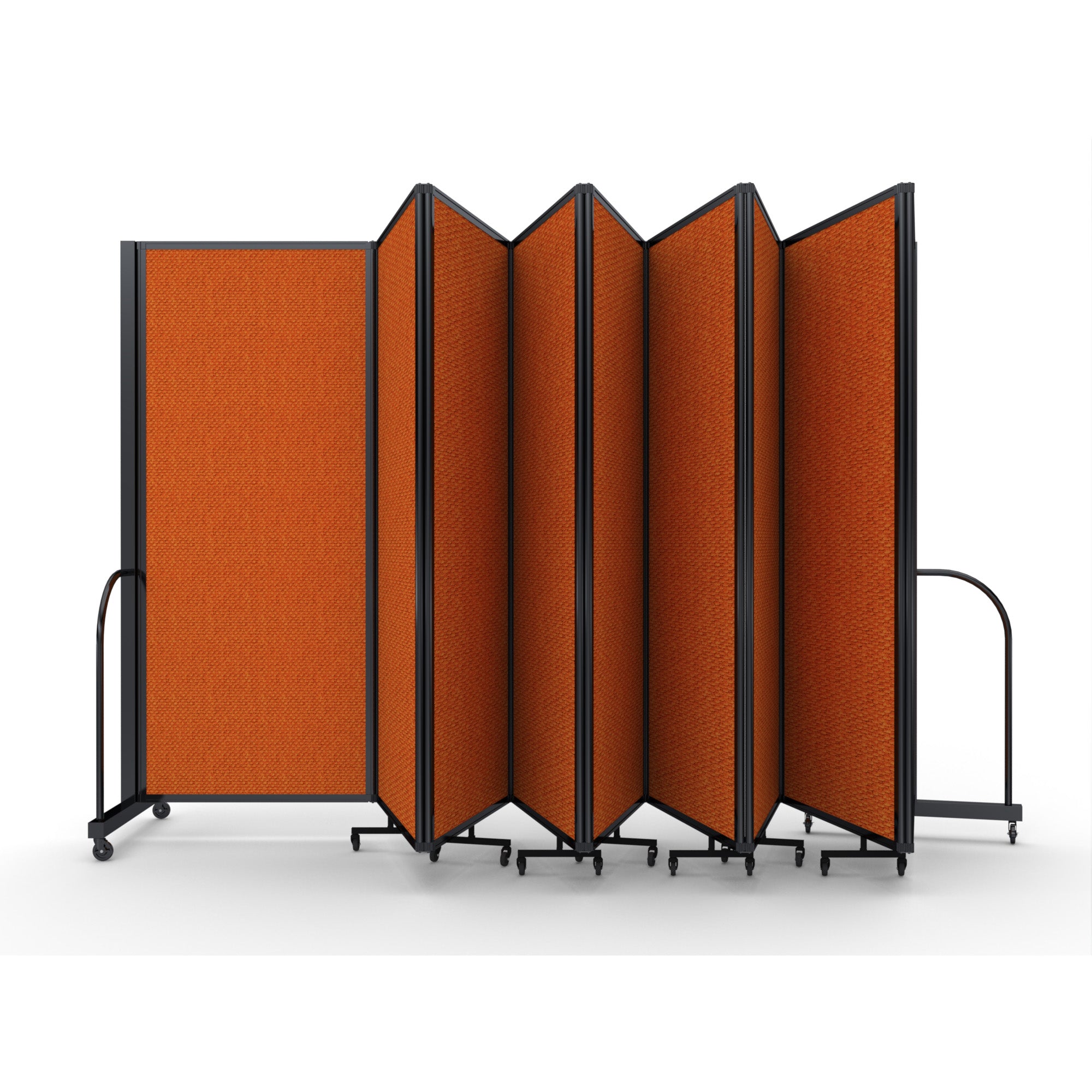 Screenflex Full Motion Divider, 6'10" x 25'1", Black Frame, Orange