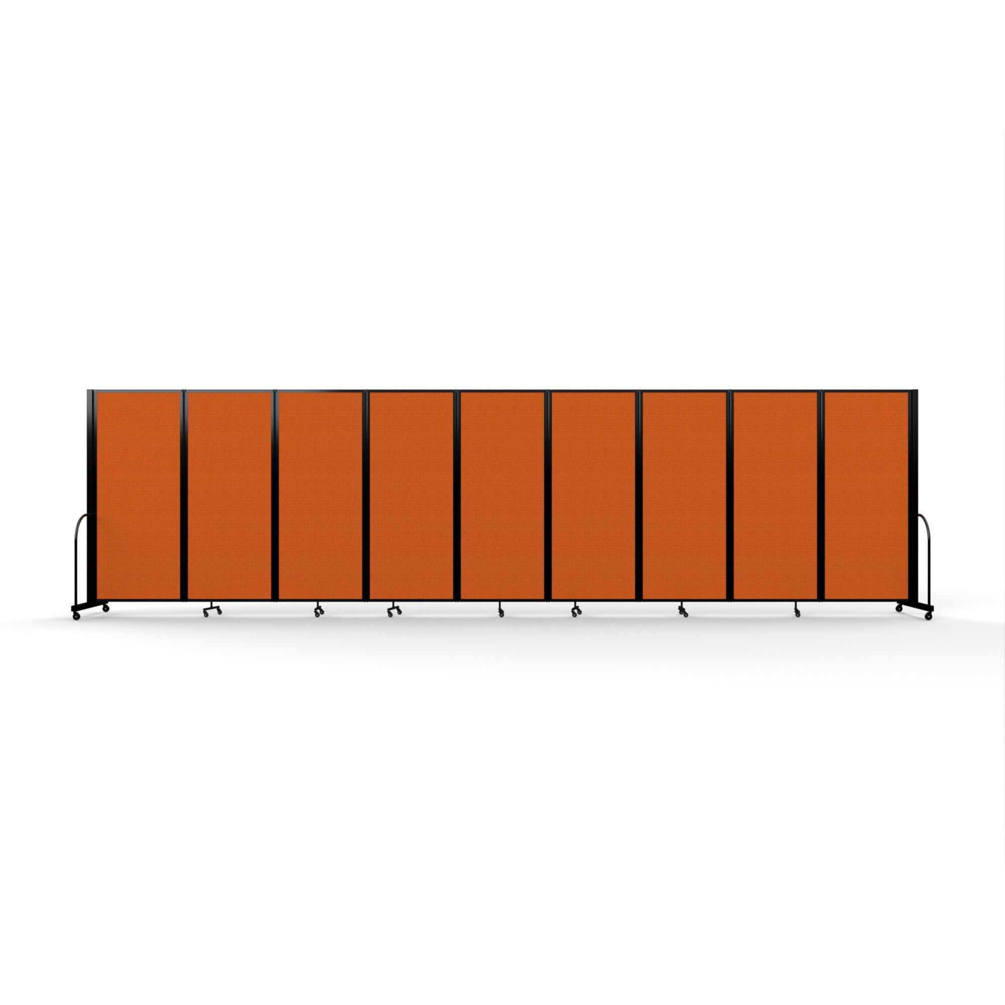 Screenflex Full Motion Divider, 6'10" x 25'1", Black Frame, Orange