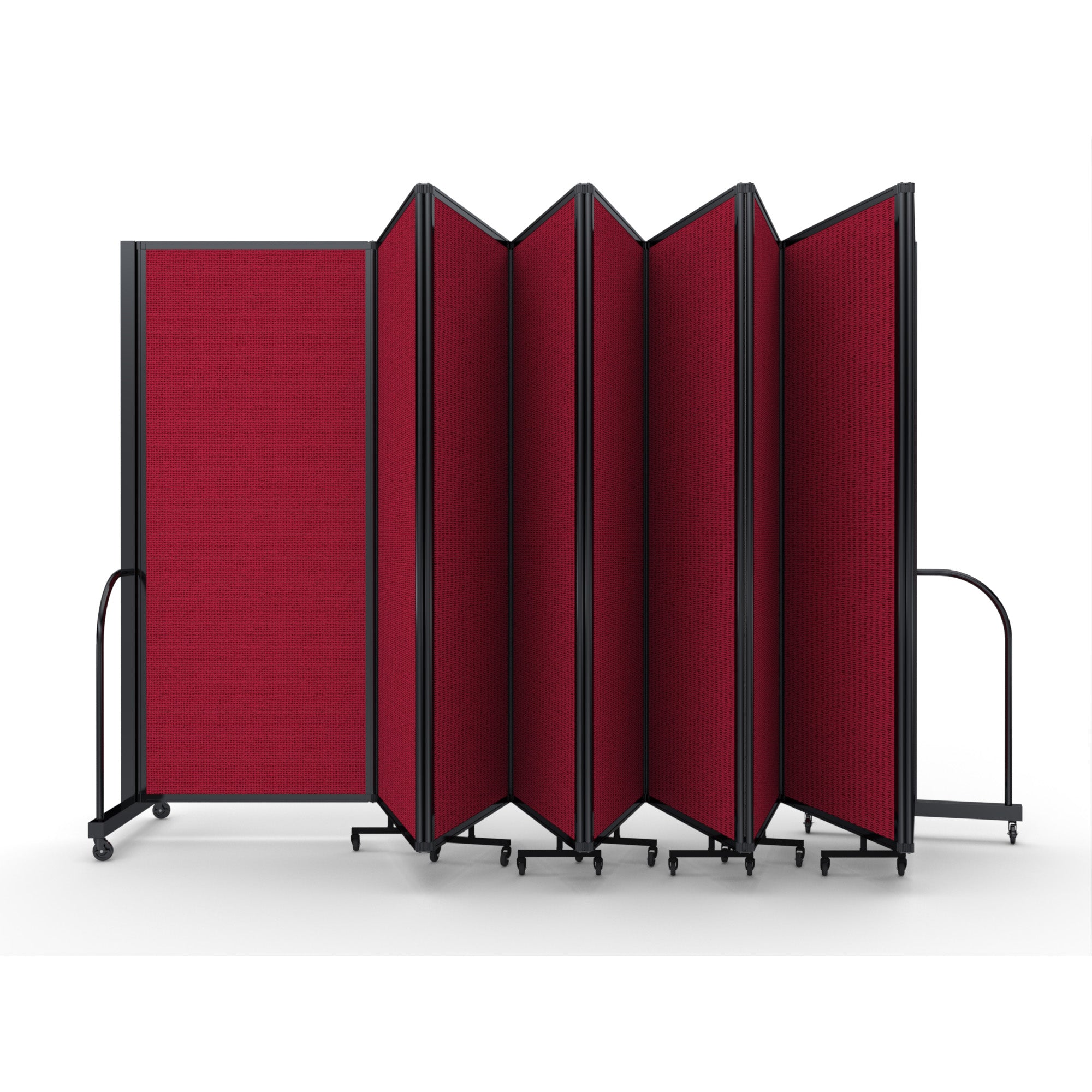 Screenflex Full Motion Divider, 6'10" x 25'1", Black Frame, Primary Red