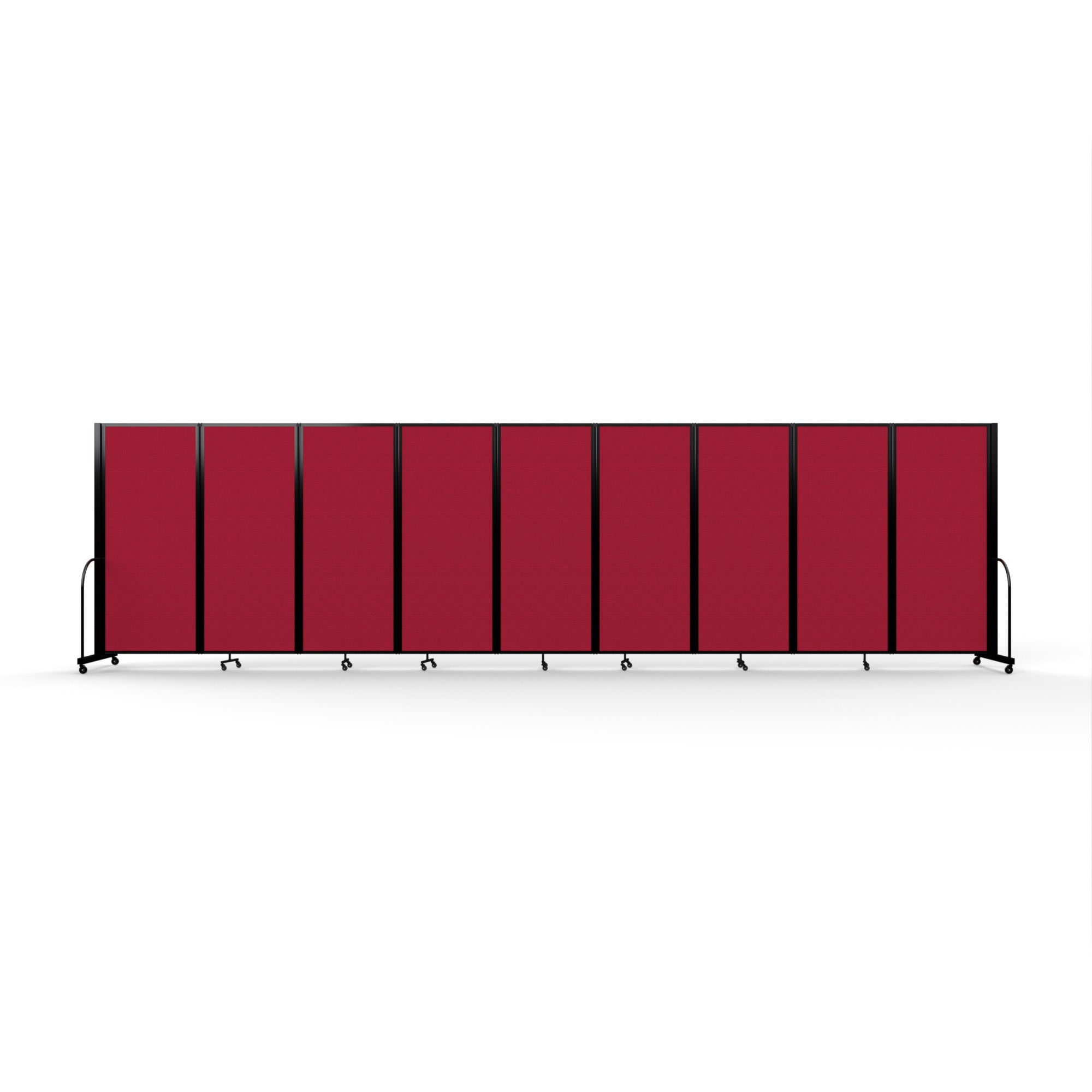 Screenflex Full Motion Divider, 6'10" x 25'1", Black Frame, Primary Red
