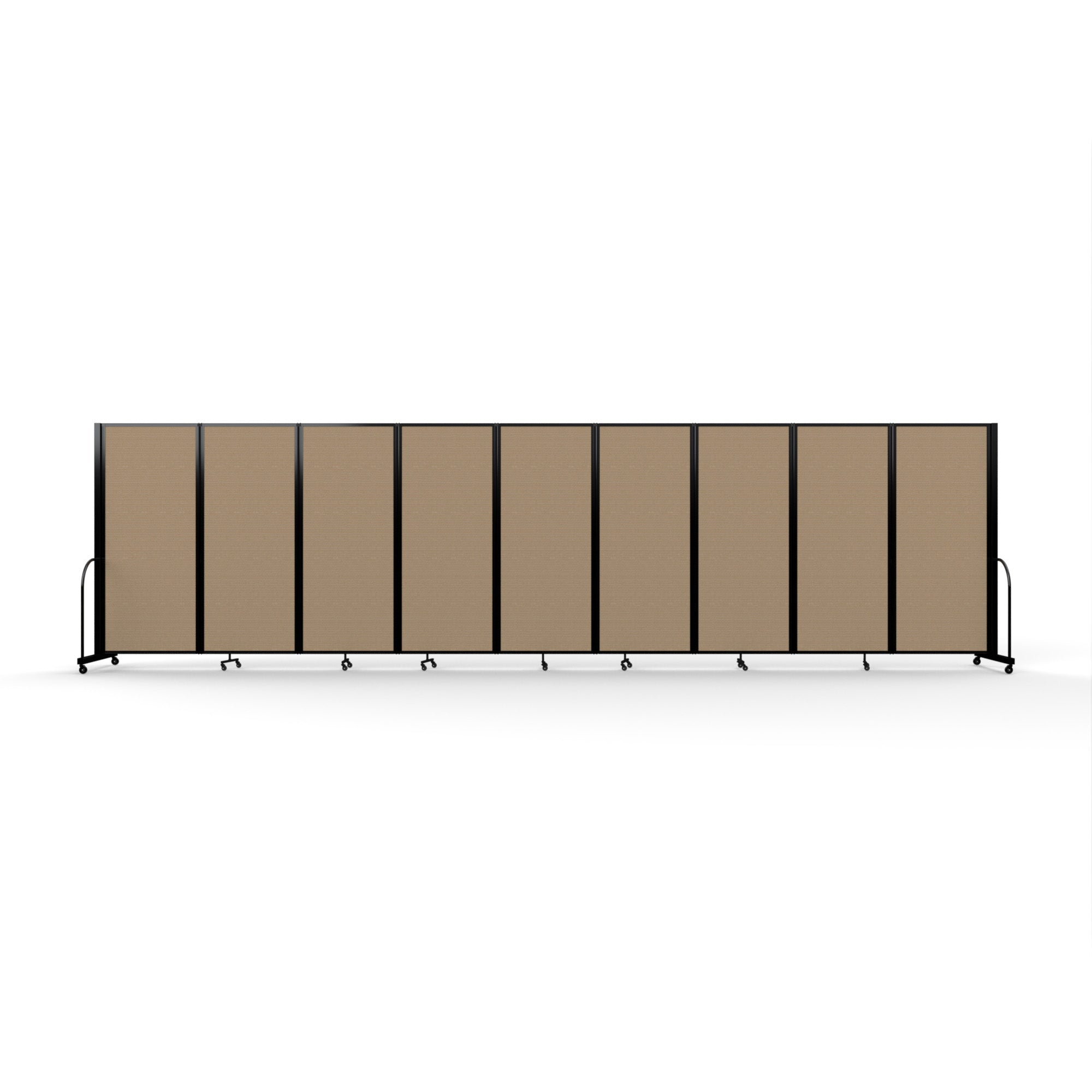 Screenflex Full Motion Divider, 6'10" x 25'1", Black Frame, Dessert
