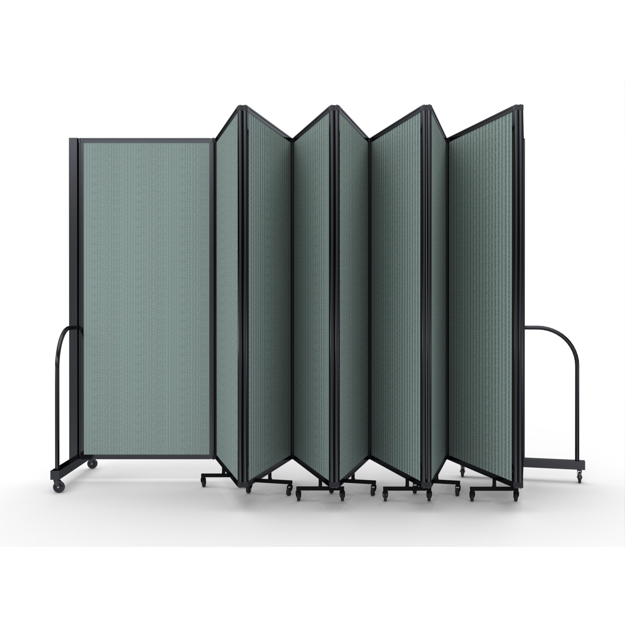 Screenflex Full Motion Divider, 6'10" x 25'1", Black Frame, Sea Green