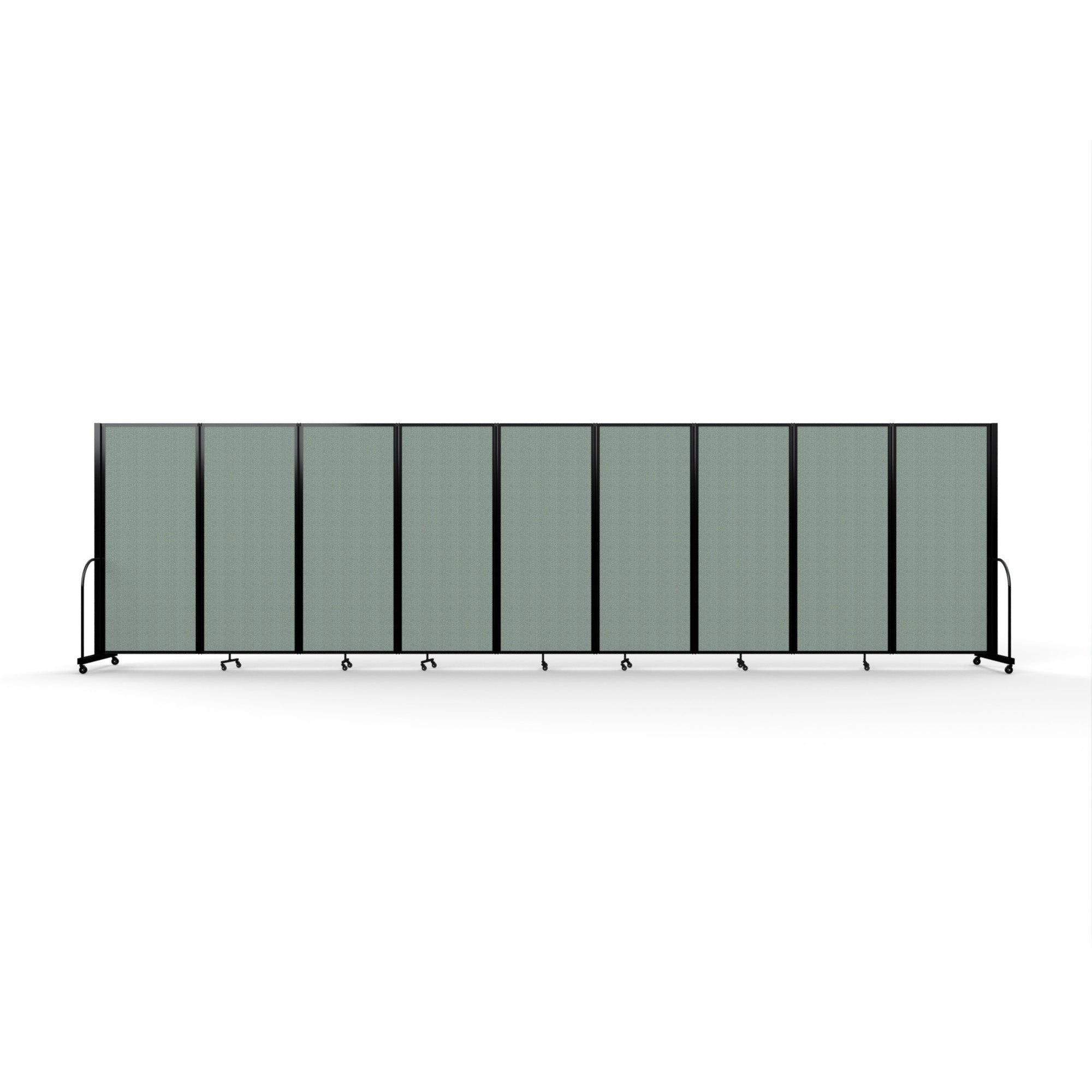 Screenflex Full Motion Divider, 6'10" x 25'1", Black Frame, Sea Green