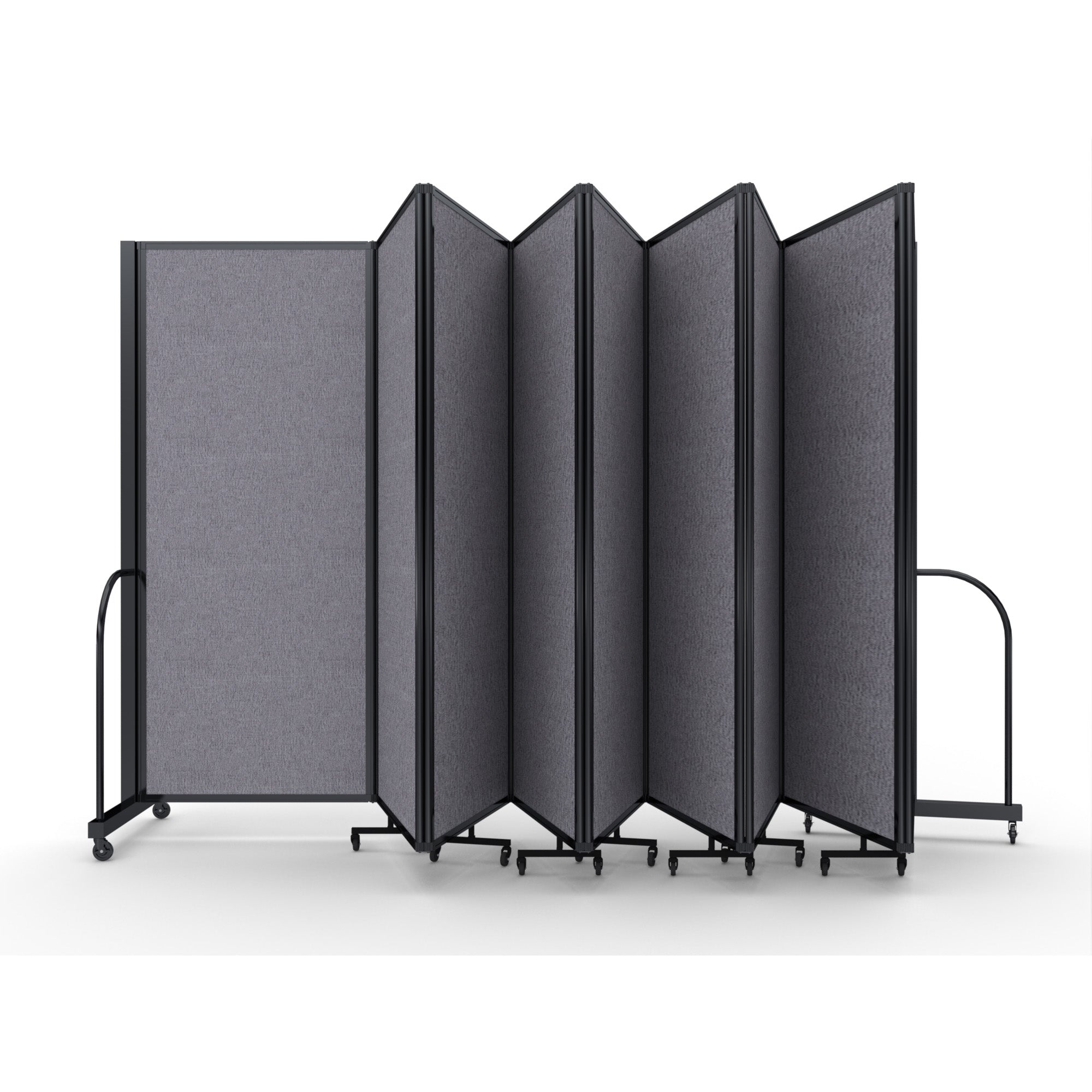 Screenflex Full Motion Divider, 6'10" x 25'1", Black Frame, Select Gray