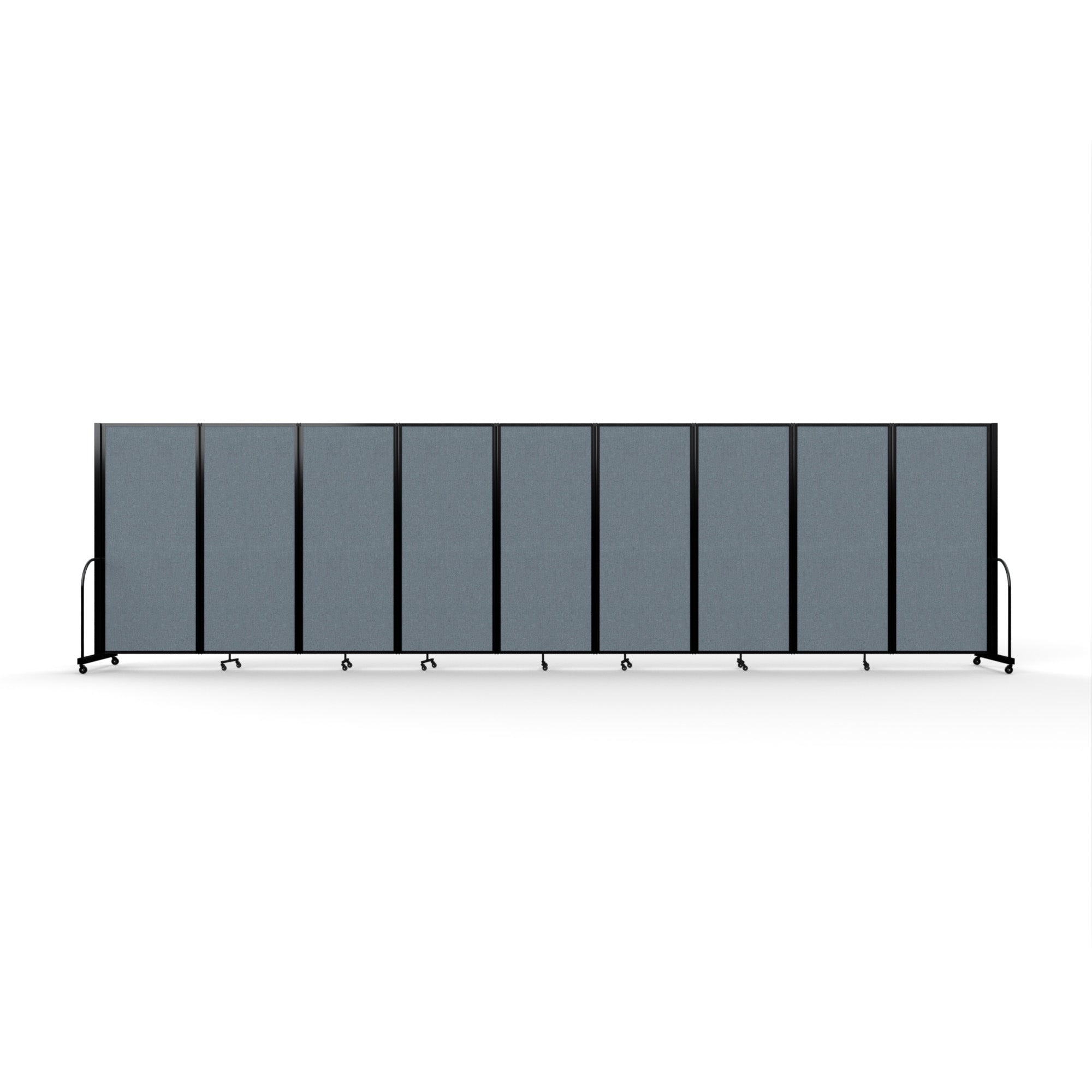 Screenflex Full Motion Divider, 6'10" x 25'1", Black Frame, Summer Blue