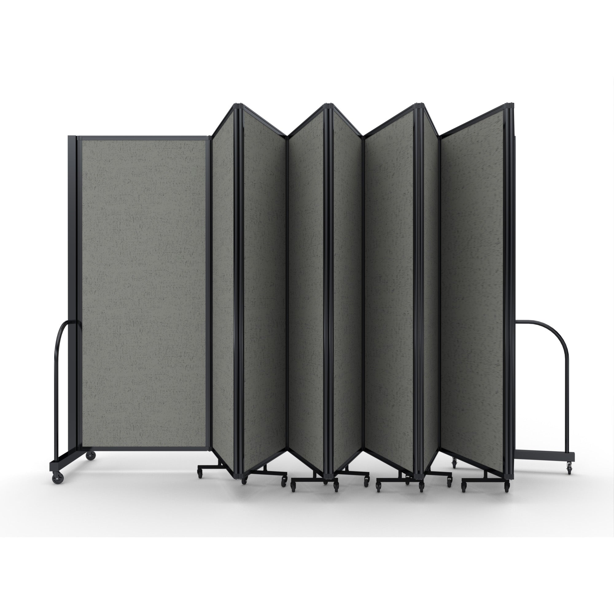 Screenflex Full Motion Divider, 6'10" x 25'1", Black Frame, Gray Smoke