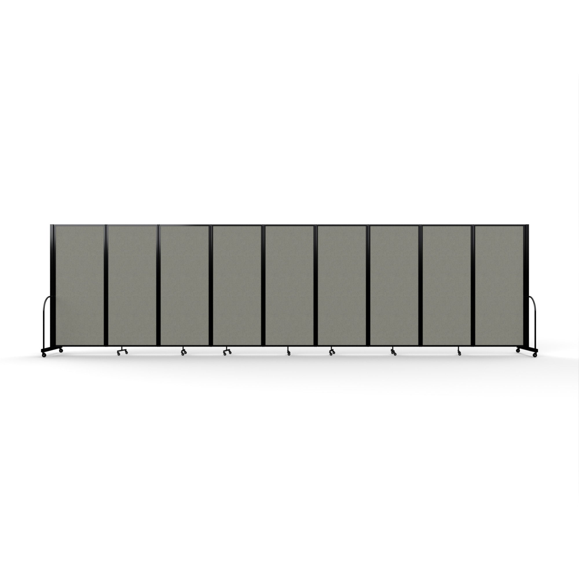 Screenflex Full Motion Divider, 6'10" x 25'1", Black Frame, Gray Smoke